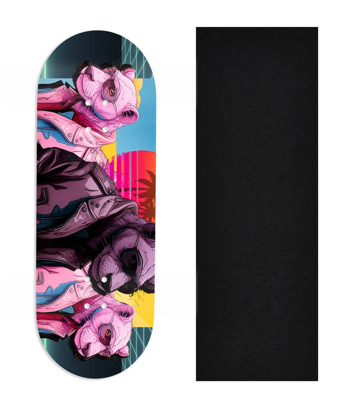 Heat Transfer Graphic Wooden Fingerboard Deck, Design Contest 2024 Winner, @Deeckhead303 - "Neon Crew" 1
