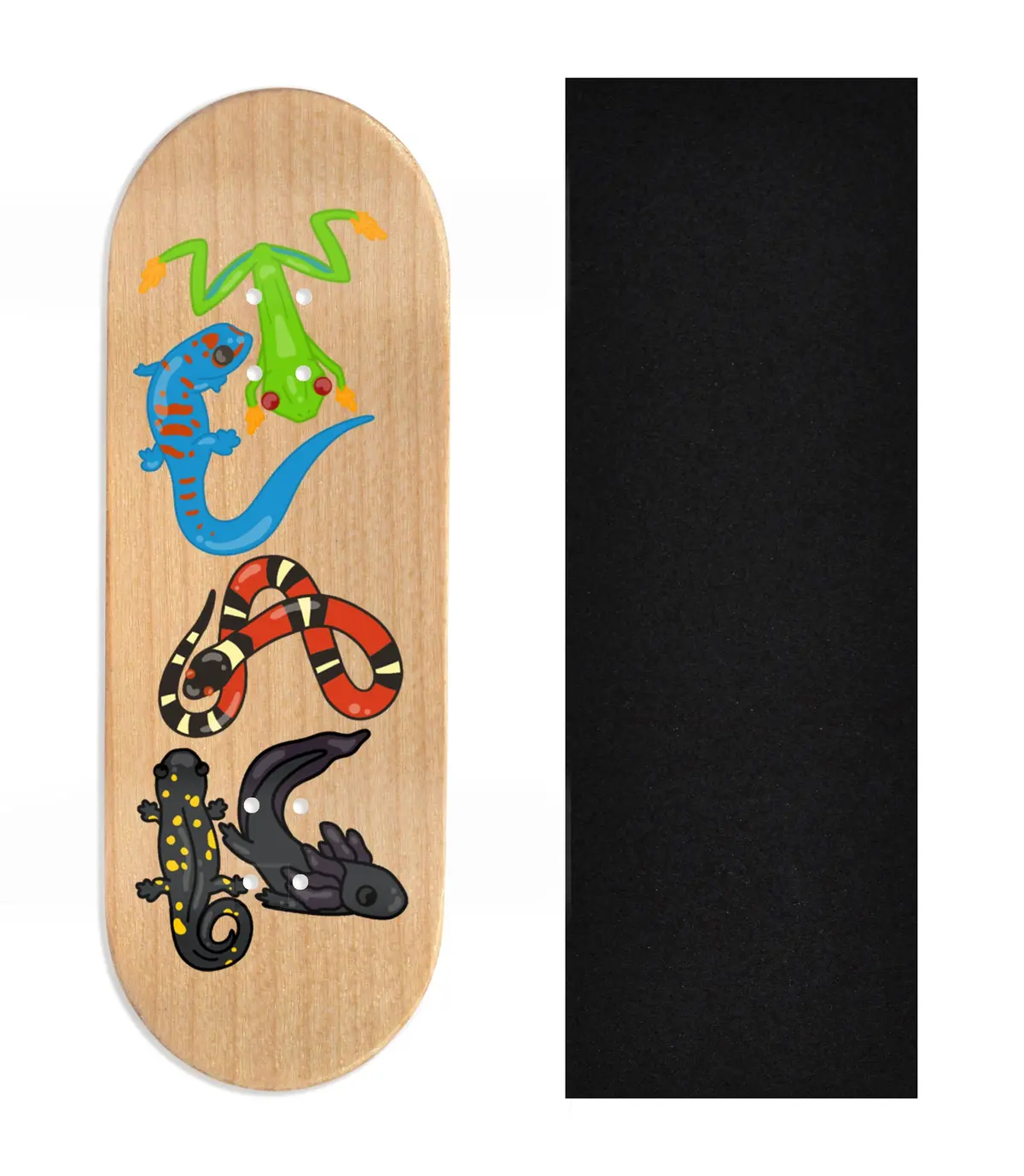 Heat Transfer Graphic Wooden Fingerboard Deck, Design Contest 2024 Winner, Phr.Ae - "Reptile Charmer" 1