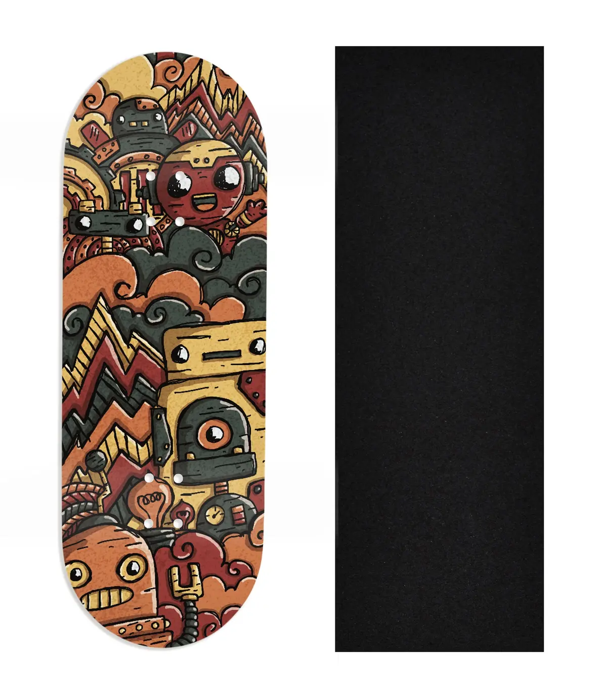 Heat Transfer Graphic Wooden Fingerboard Deck, Design Contest 2024 Winner, Mandrake_Creative_Co - "Circuit Pop" 1