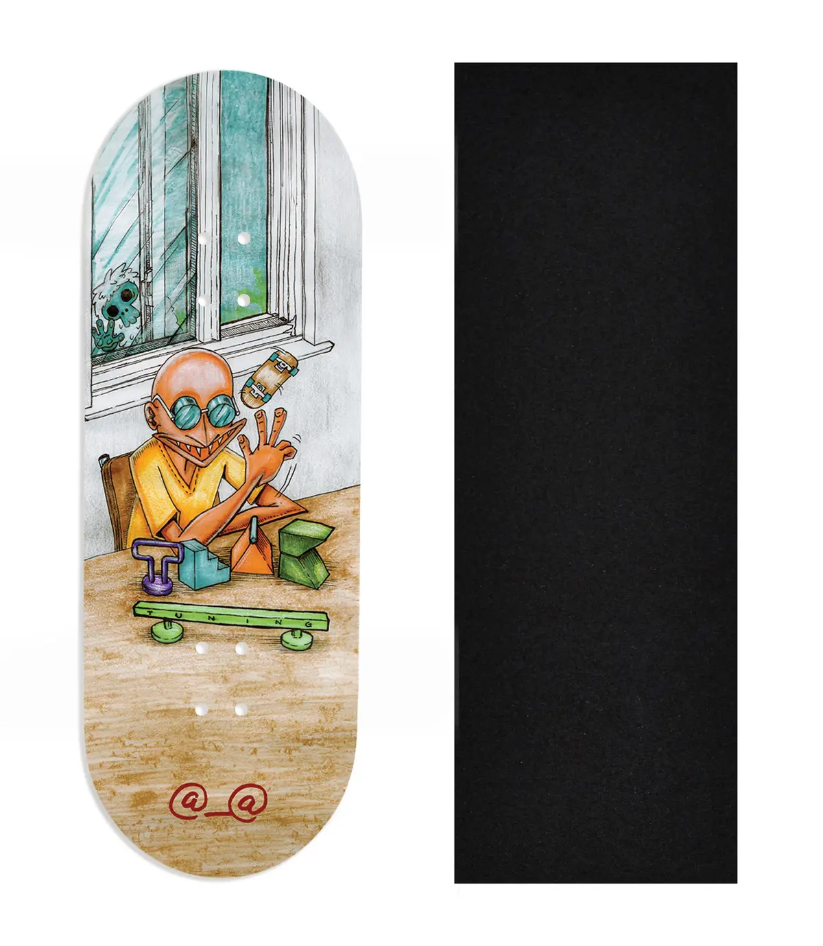 Heat Transfer Graphic Wooden Fingerboard Deck, Design Contest 2024 Winner, @__@ - "Window Sesh" 1