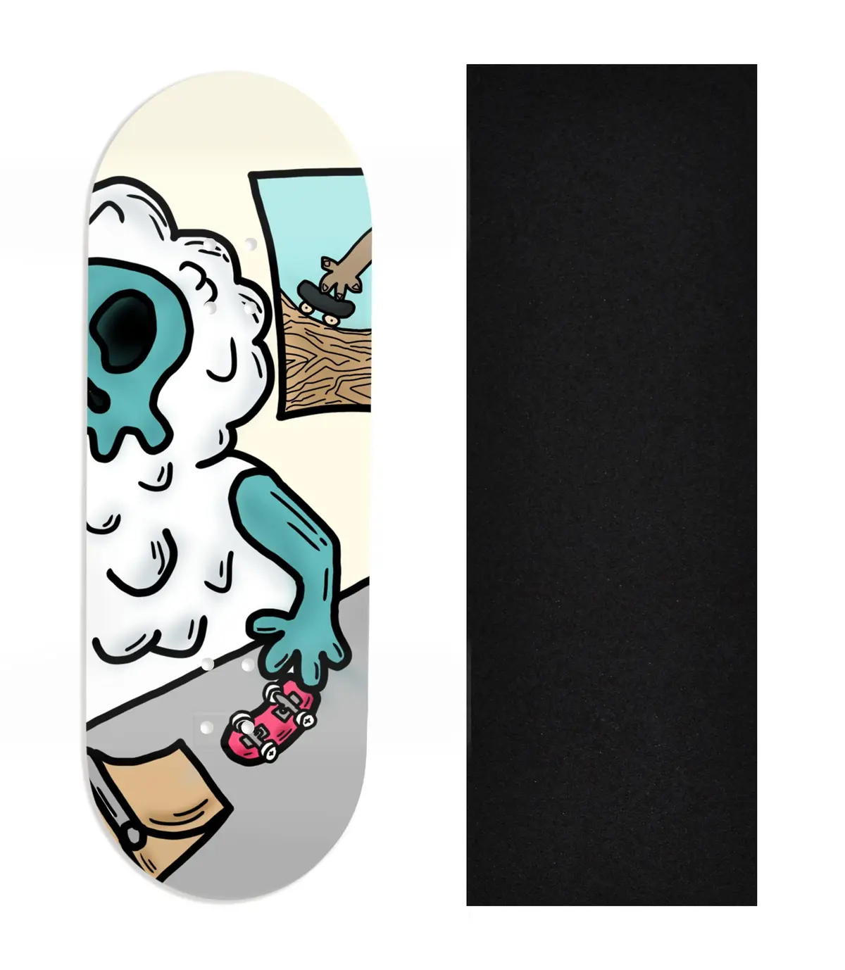 Heat Transfer Graphic Wooden Fingerboard Deck, Design Contest 2024 Winner, Originalfingerking - "Freeze Flip" 1