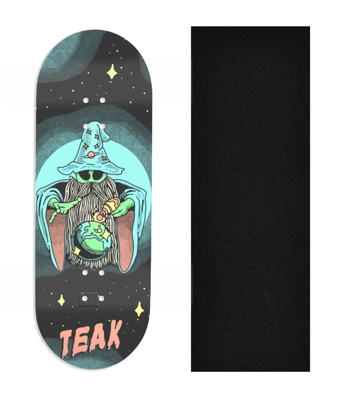 Heat Transfer Graphic Wooden Fingerboard Deck, Design Contest 2024 Winner, Qfischer95 - "Mystic Glow" 1