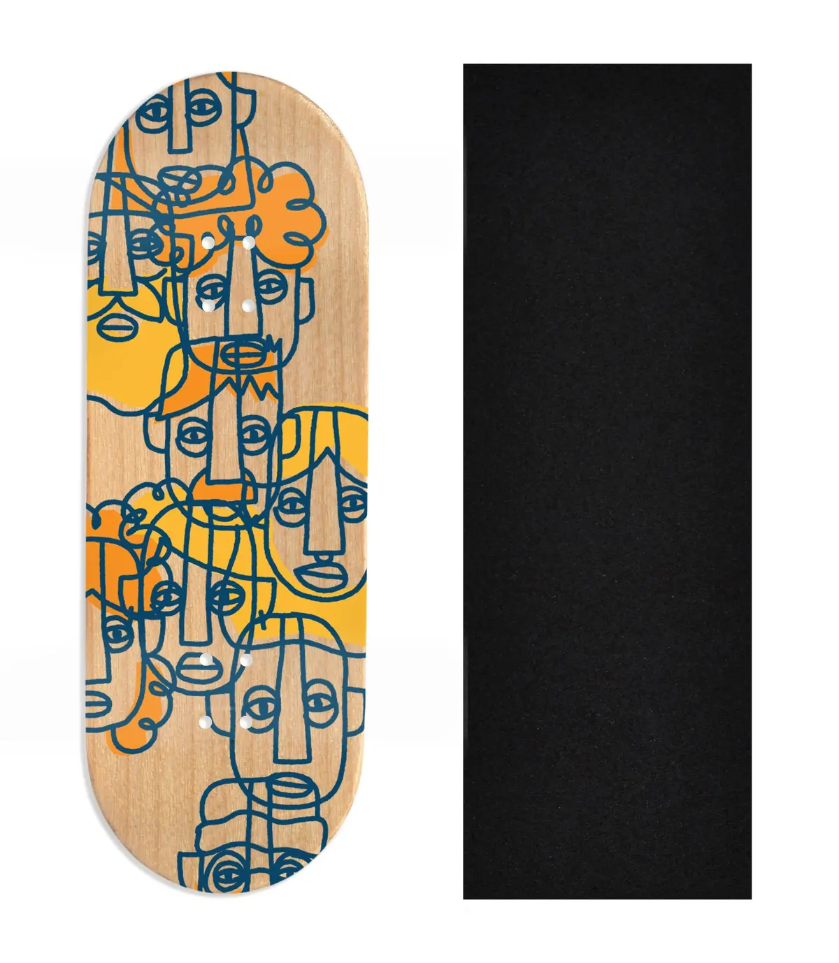 Heat Transfer Graphic Wooden Fingerboard Deck, Design Contest 2024 Winner, @_Avintagethought - "Line Up" 1