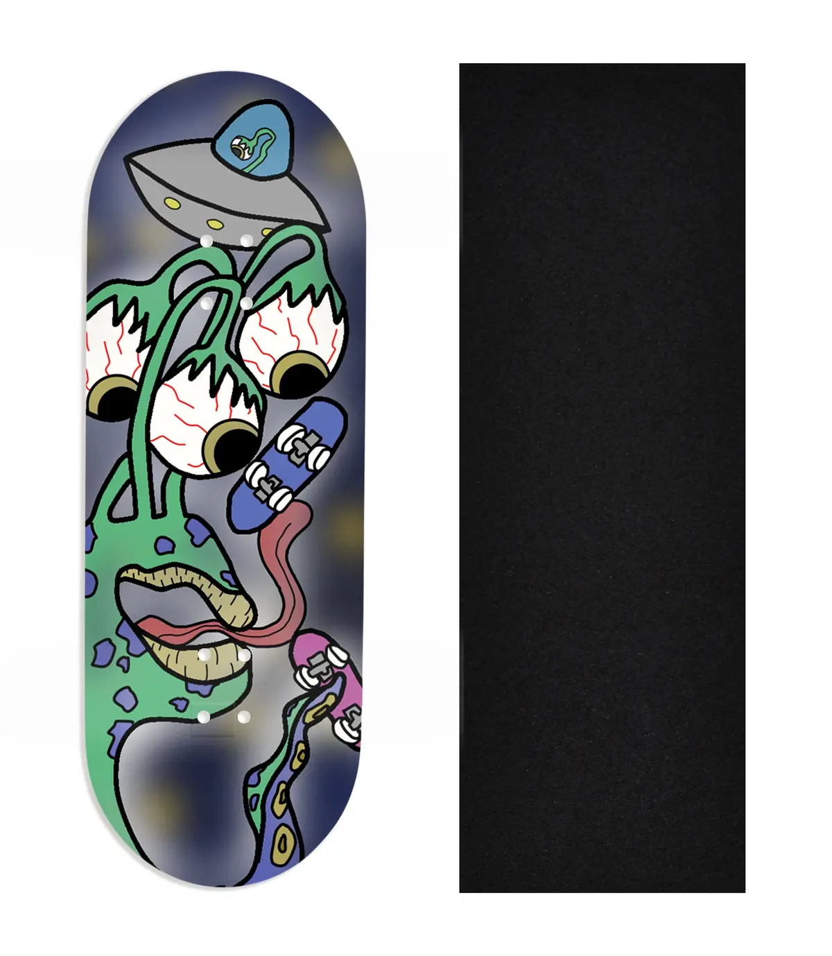 Heat Transfer Graphic Wooden Fingerboard Deck, Design Contest 2024 Winner, Originalfingerking - "Lick Flip" 1