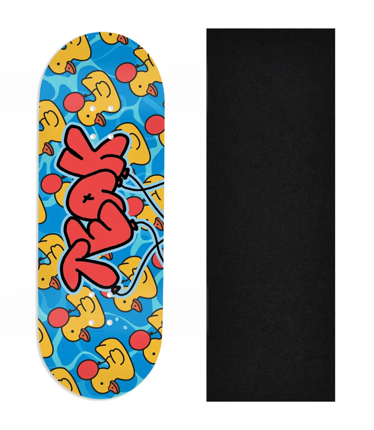Heat Transfer Graphic Wooden Fingerboard Deck, Design Contest 2025 Winner, @Jakobrosedesign - "Quack Attack" 1