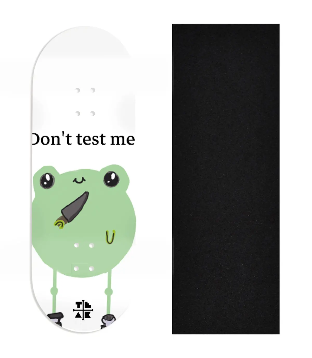 Heat Transfer Graphic Wooden Fingerboard Deck, Design Contest 2025 Winner, Eddy G - "Don't Test Me" 1