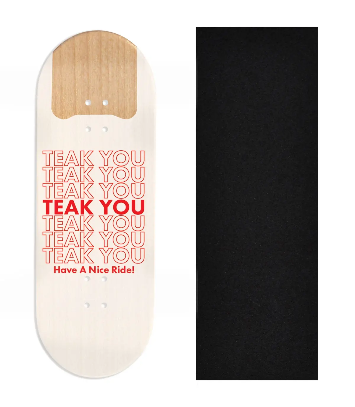 Heat Transfer Graphic Wooden Fingerboard Deck, Design Contest 2025 Winner, @Smiths.Creative.Designs - "Teak You" 1