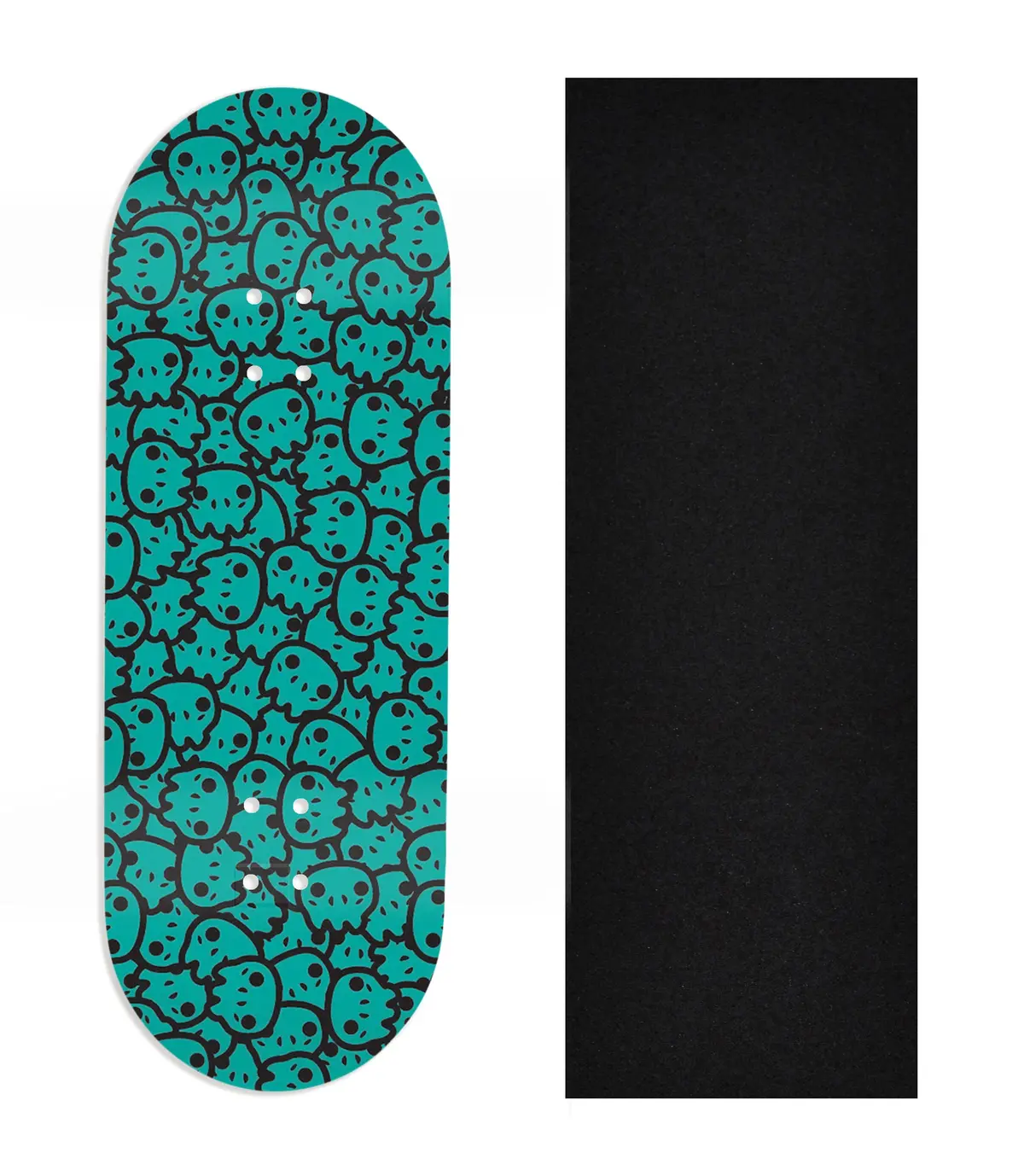 Heat Transfer Graphic Wooden Fingerboard Deck, Design Contest 2025 Winner, Jack B - "Teal Yeti Skulls" 1
