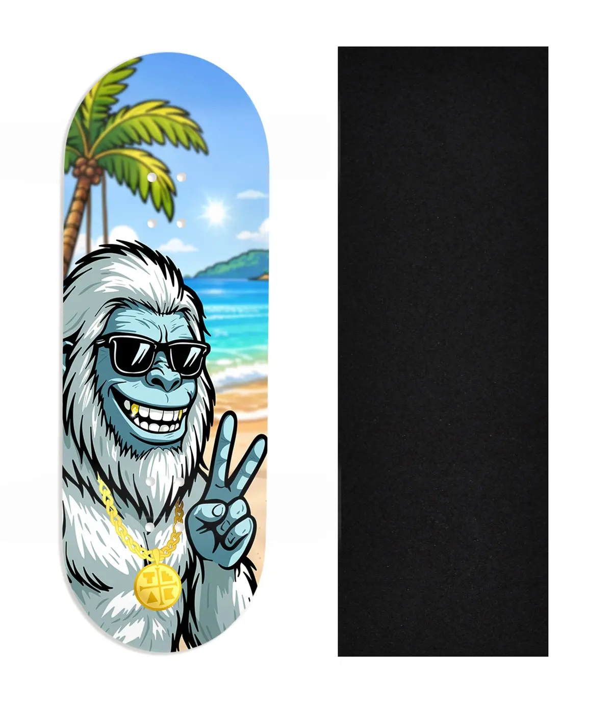 Heat Transfer Graphic Wooden Fingerboard Deck, Design Contest 2025 Winner, @Dare.Fbs - "Costal Yeti" 1