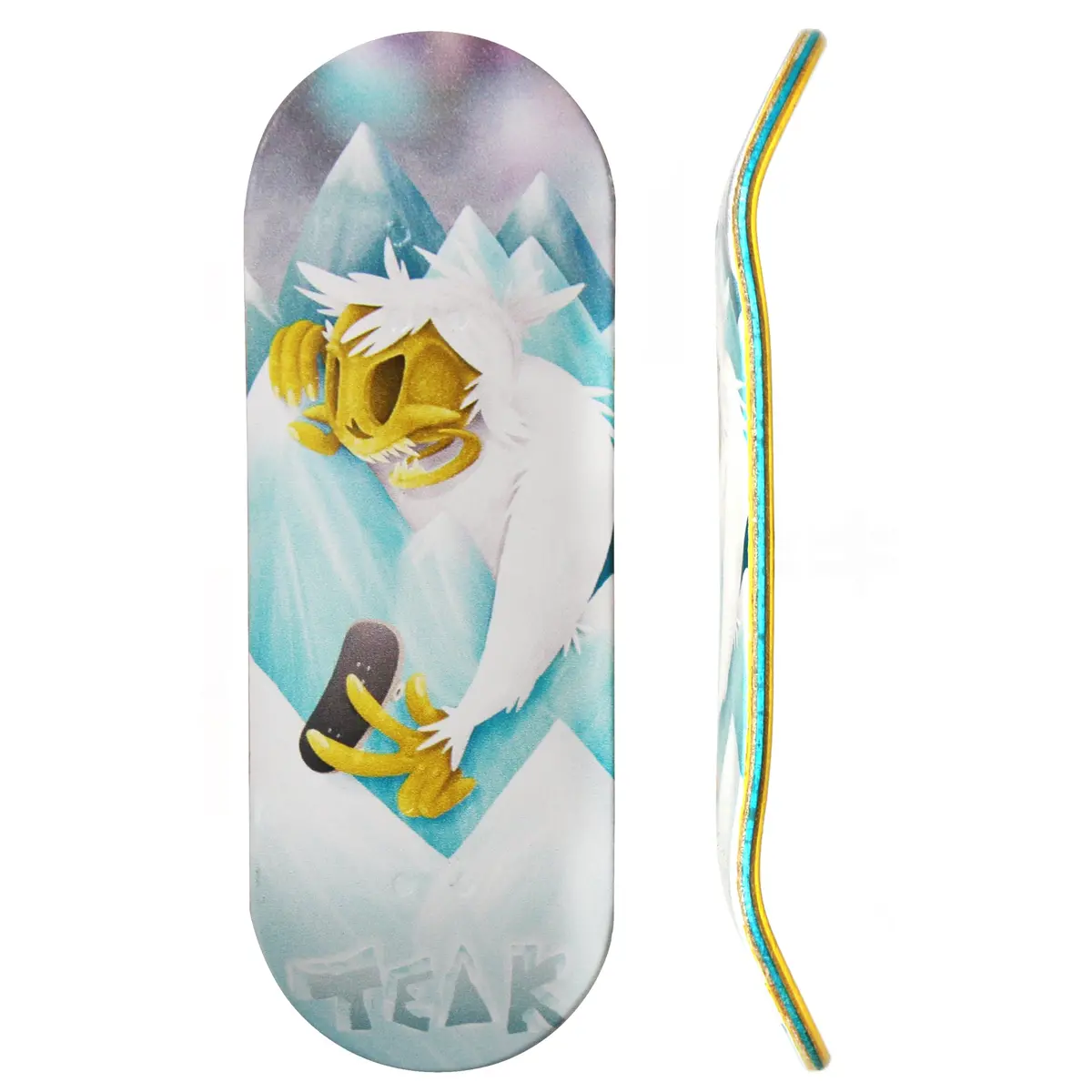Flow Series Wooden Deck - “Yeti Peaks” Graphic By @Pov_Obs - 34X96mm With Colorful Plies 1