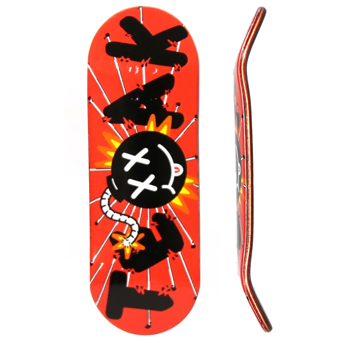 Flow Series Wooden Deck - “Kaboom” Graphic By @Flatline_Fb - 32X96mm With Colorful Plies 1
