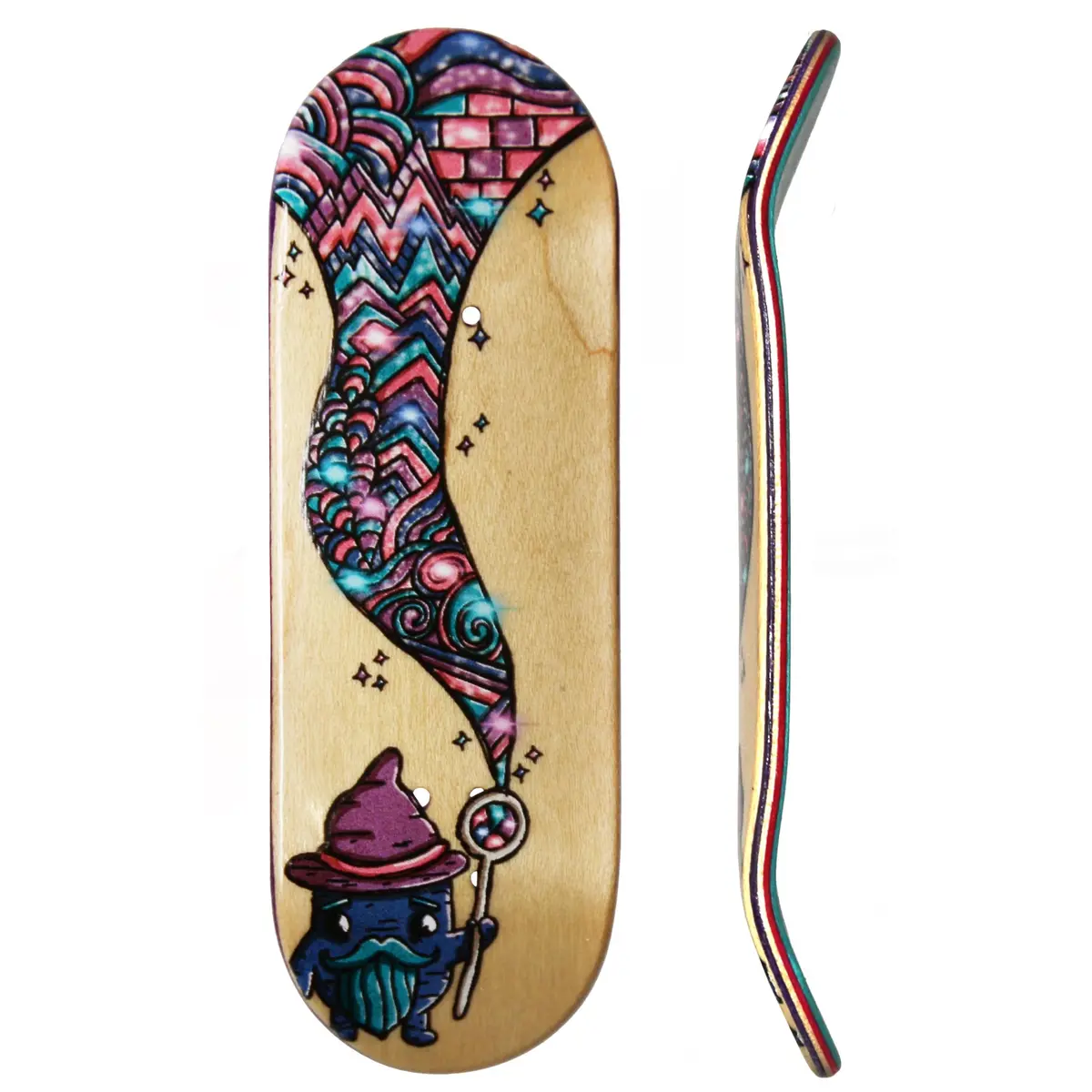 Flow Series Wooden Deck - “Spellbound” Graphic By @Mandrake_Creative_Co - 32X96mm With Colorful Plies 1