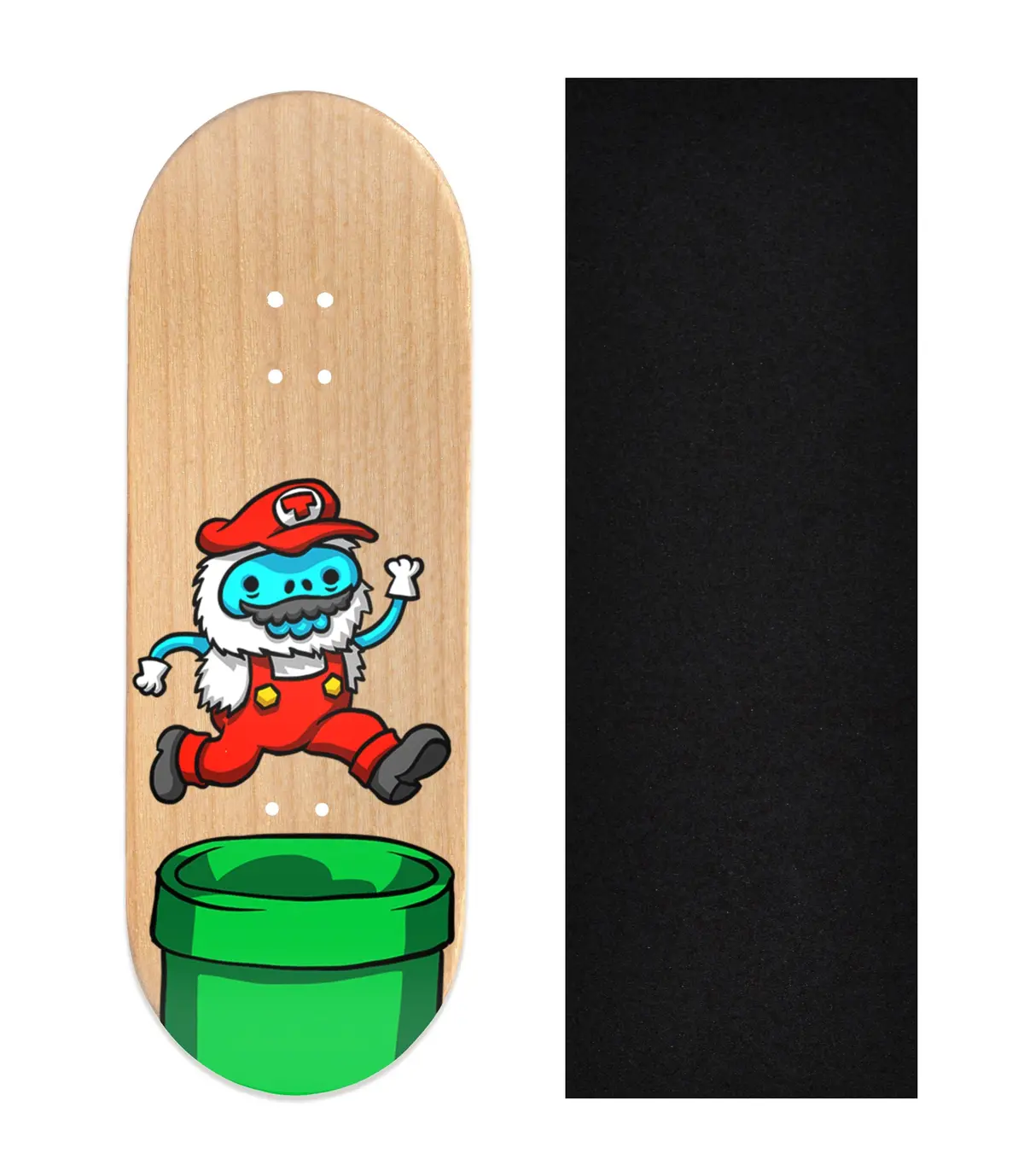 Heat Transfer Graphic Wooden Fingerboard Deck, "It's A Me...Yetio!" 1