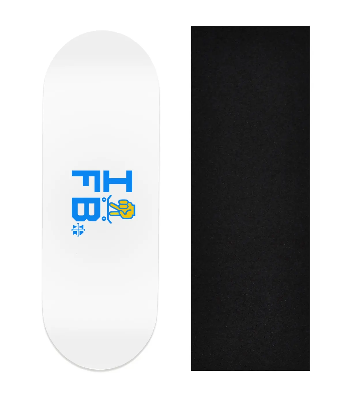 Heat Transfer Graphic Wooden Fingerboard Deck, "I [Skate] Fb" (White) 1