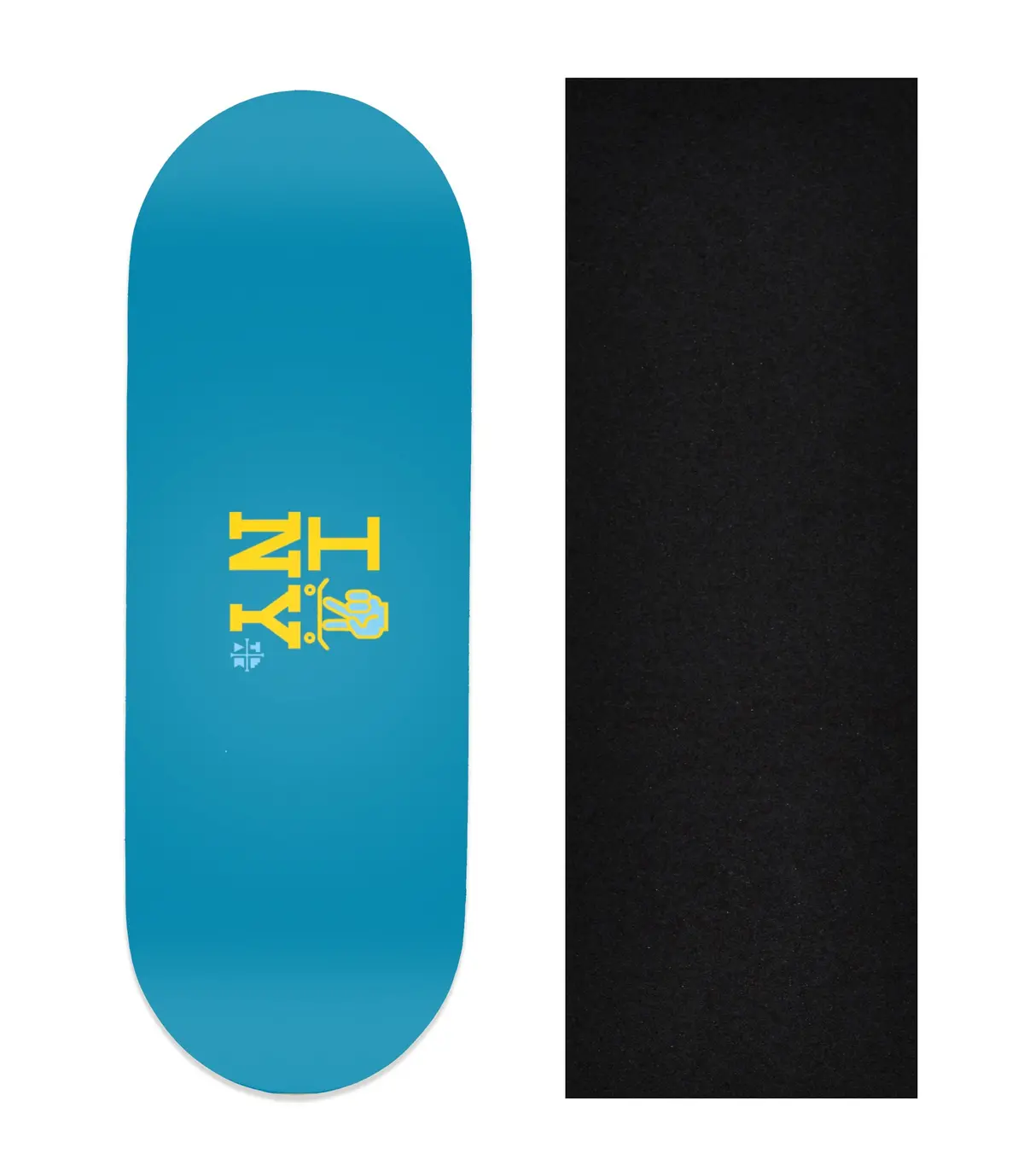 Heat Transfer Graphic Wooden Fingerboard Deck, "I Skate Ny" (Blue) 1