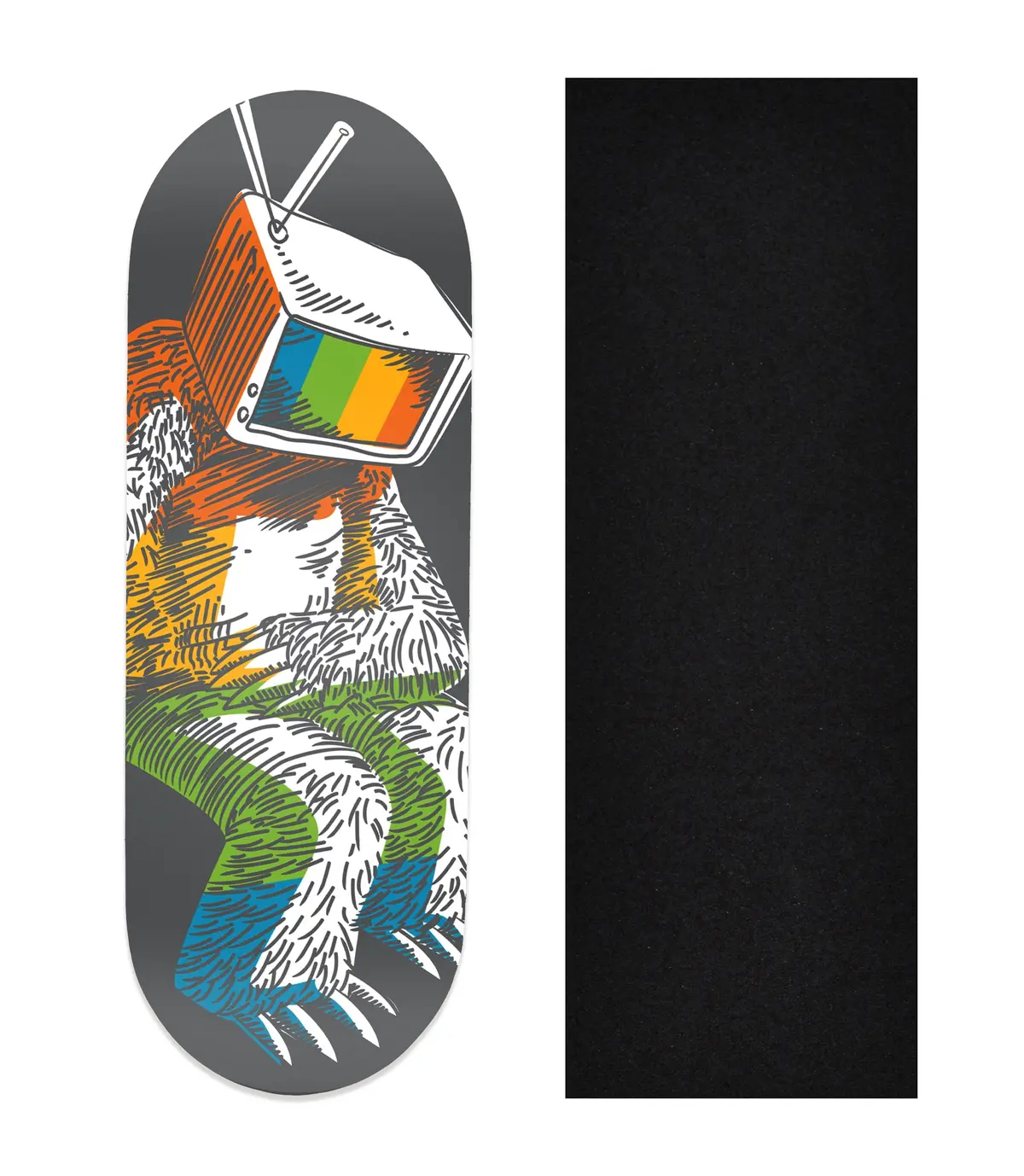 Heat Transfer Graphic Wooden Fingerboard Deck, "Calibrating Yeti" 1