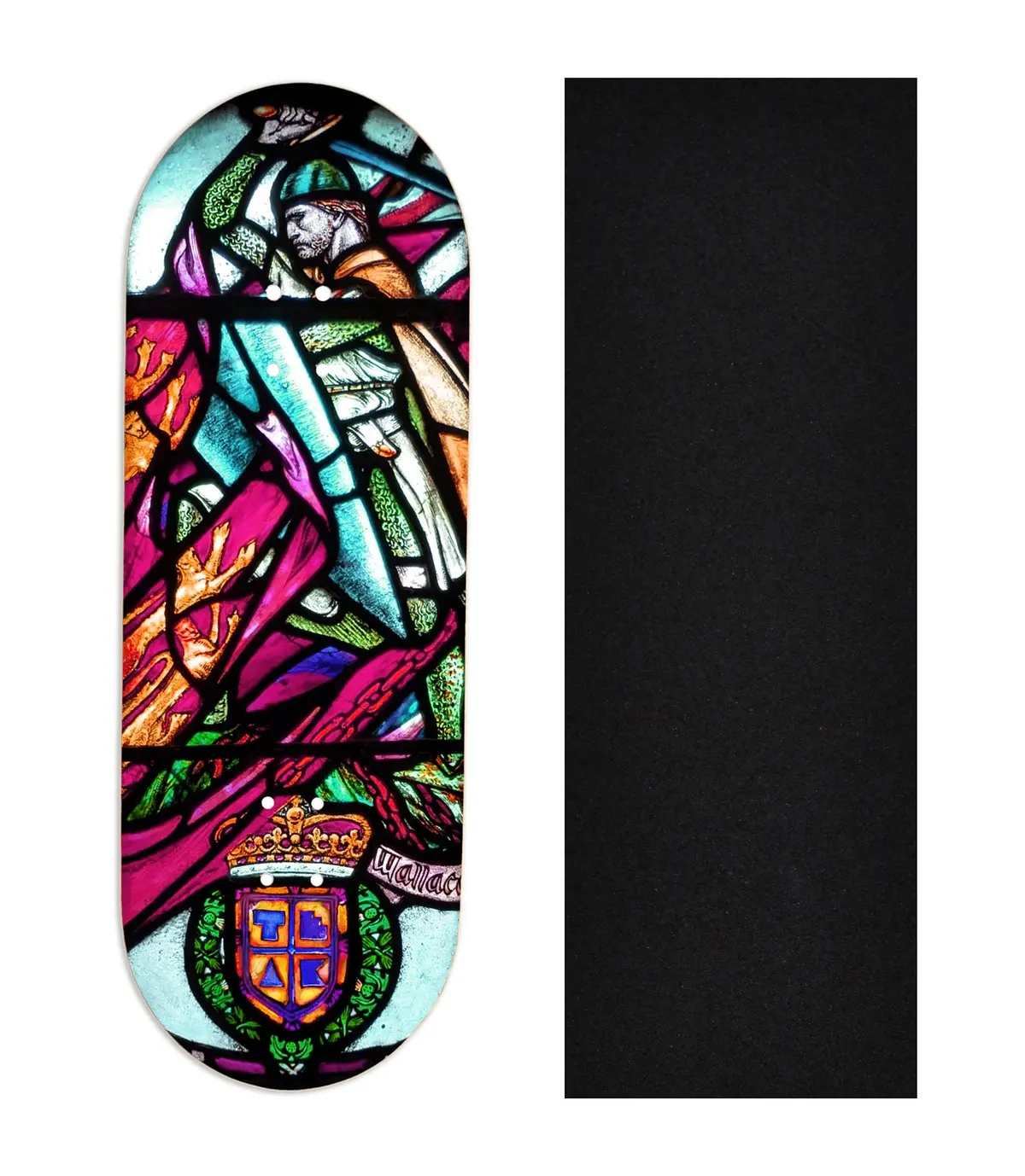 Heat Transfer Graphic Wooden Fingerboard Deck, "Wallace Stained Glass" 1