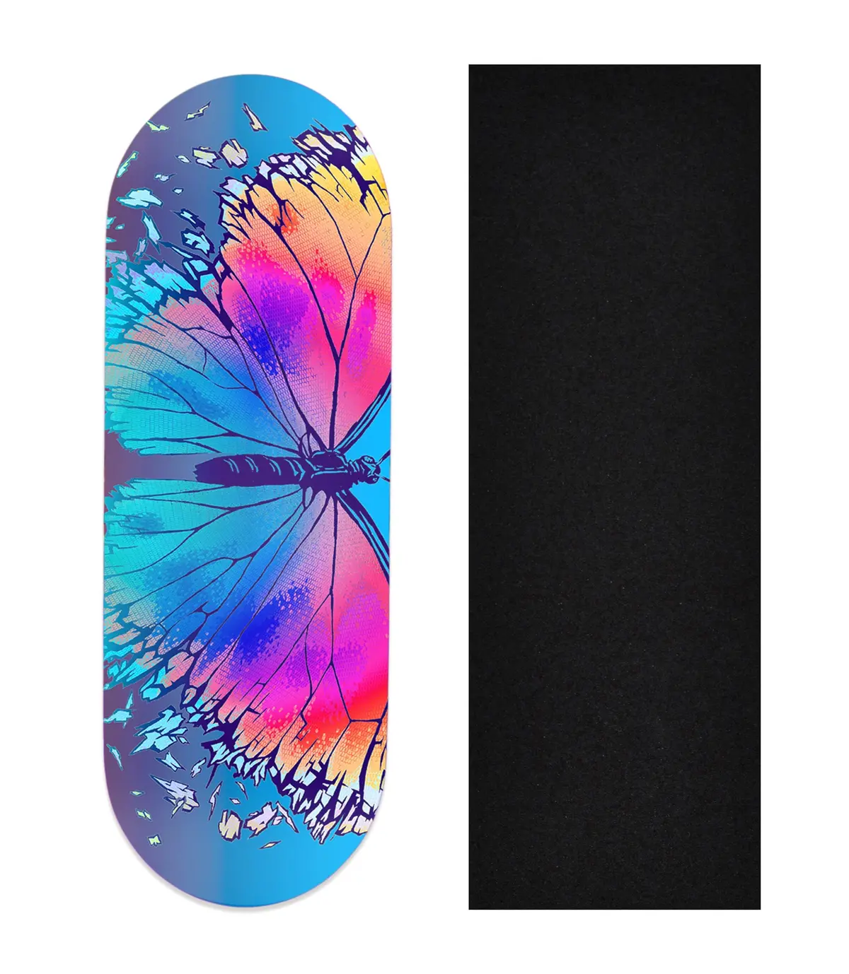 Heat Transfer Graphic Wooden Fingerboard Deck, "Radiant Butterfly" 1