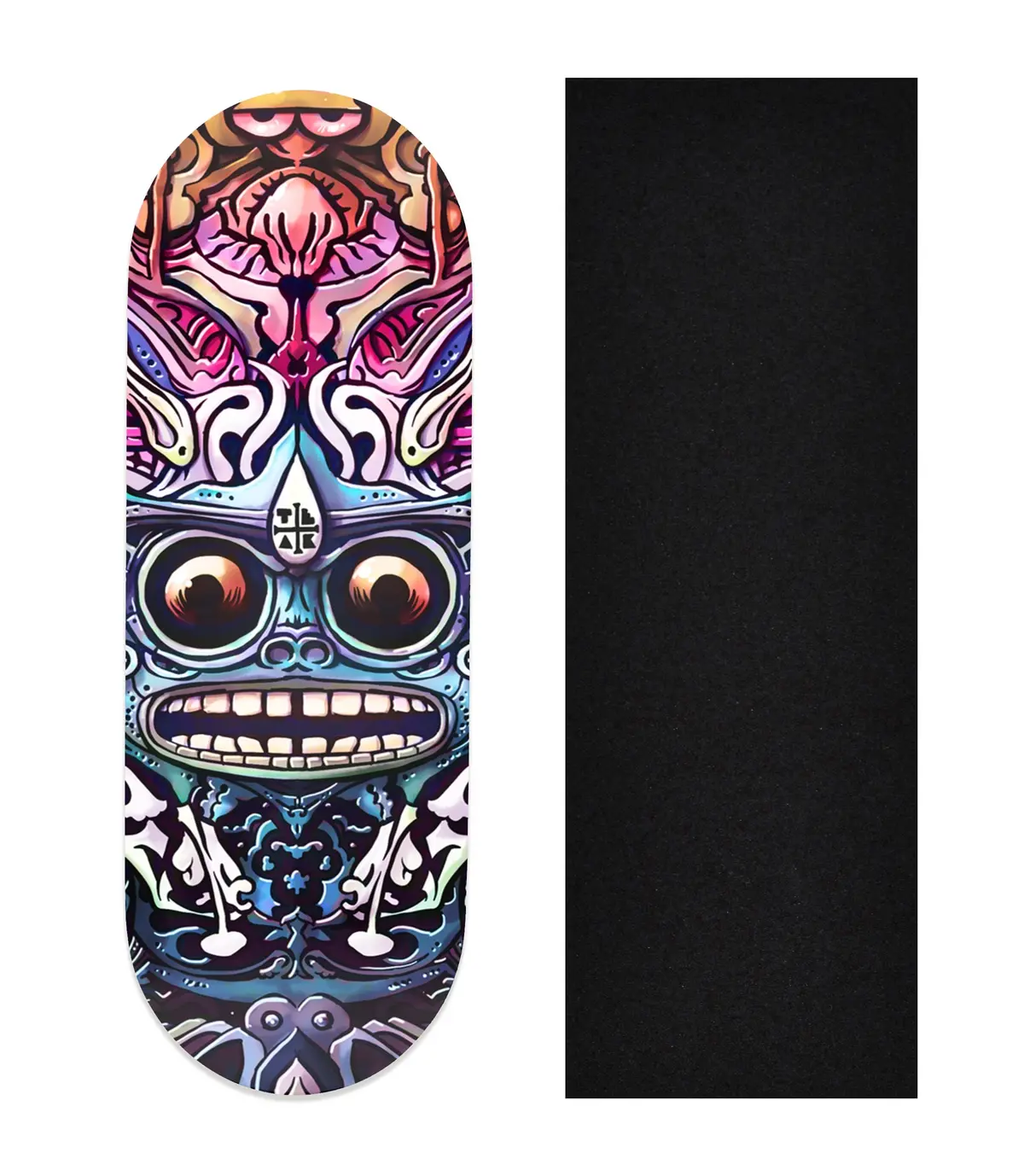 Heat Transfer Graphic Wooden Fingerboard Deck, "Kaleidoscopic" 1