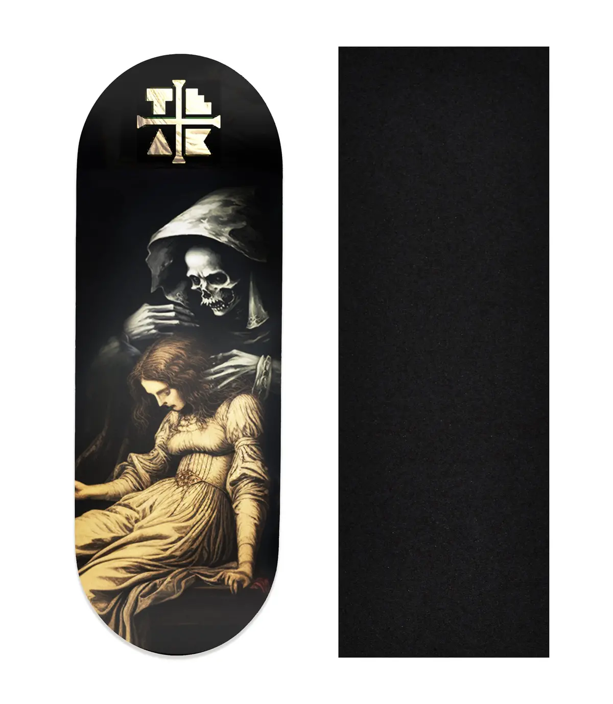 Heat Transfer Graphic Wooden Fingerboard Deck, "The Visit" 1