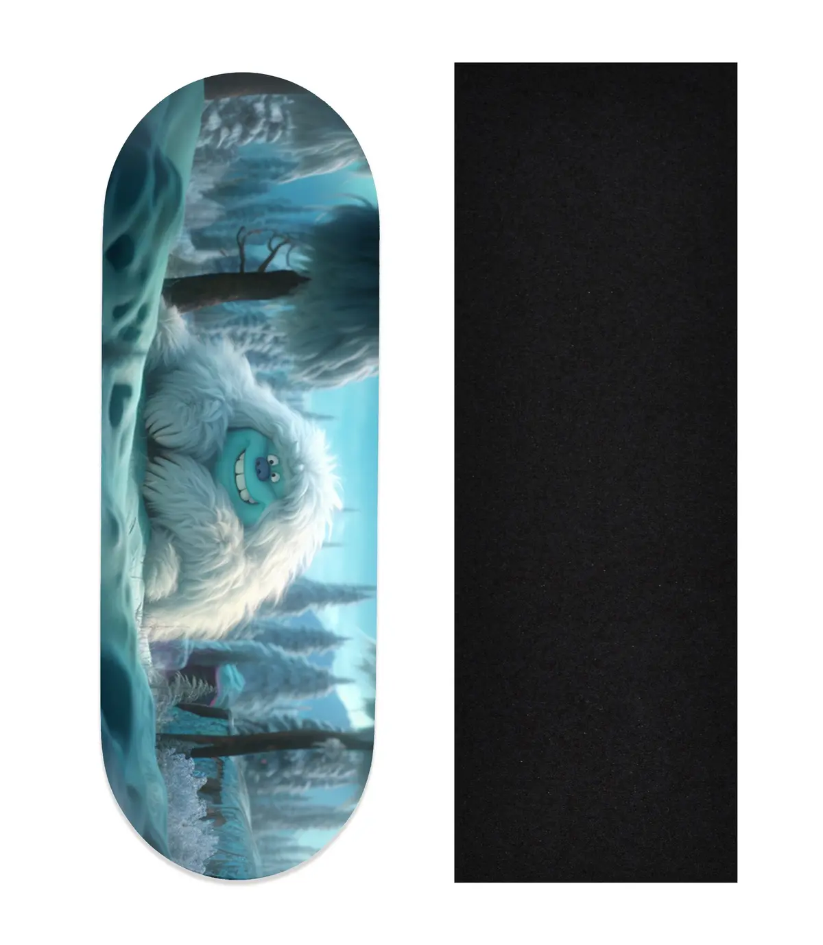 Heat Transfer Graphic Wooden Fingerboard Deck, "Yeti Sighting" 1