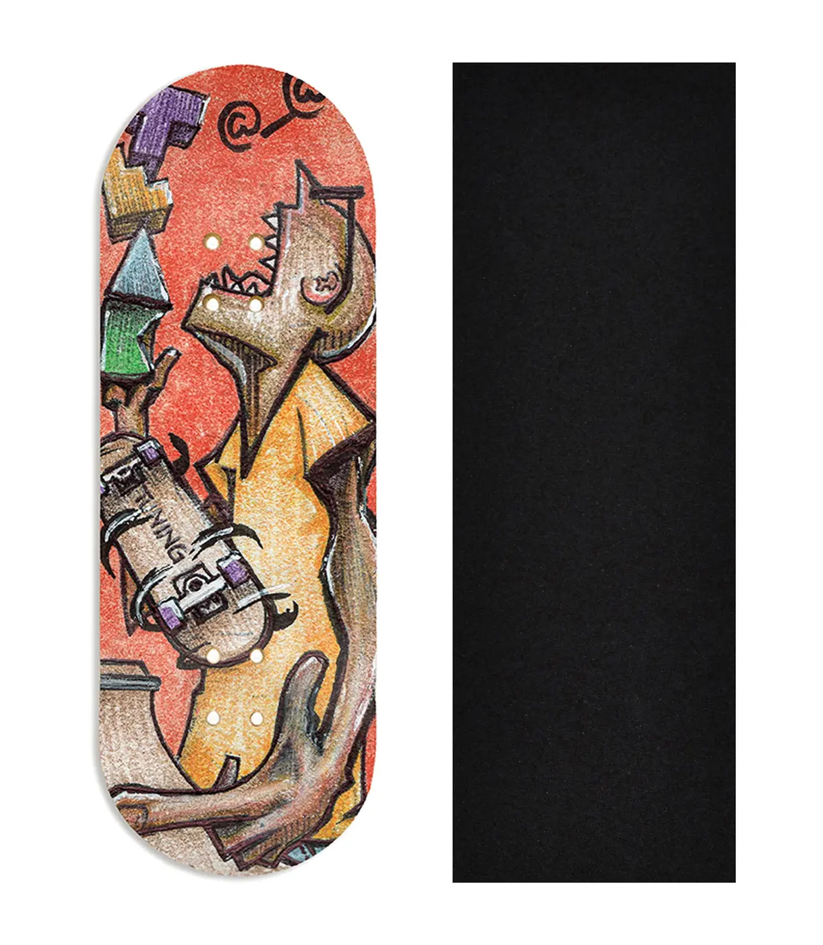 Heat Transfer Graphic Wooden Fingerboard Deck, @__@ - Entry# 49 1