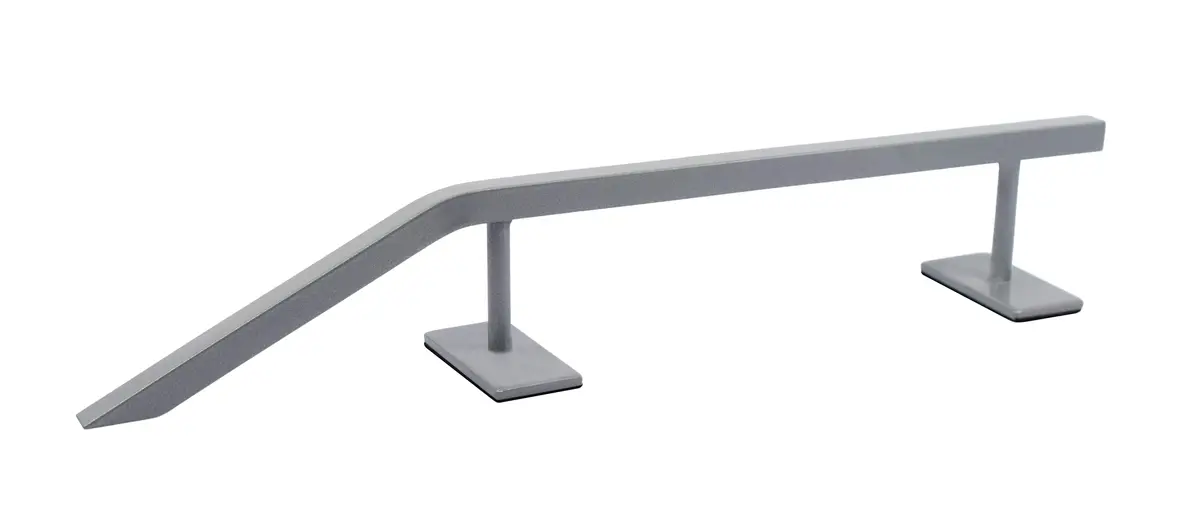 Fingerboard Rail With Pole Jam Entrance, 12.5" Long - Steel Construction - Silver Grey 1
