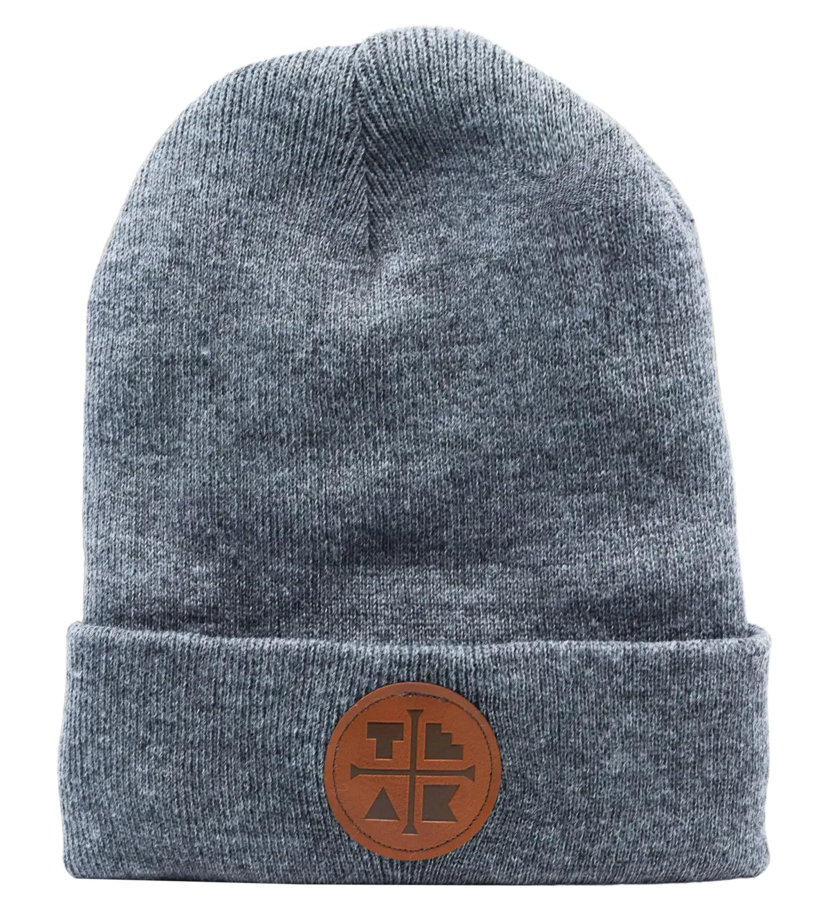 Limited Edition Beanie "Heather Gray" Edition With Teak Tuning Faux Leather Patch 1