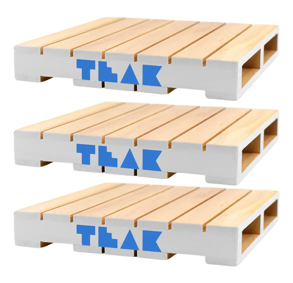 3 Pack - White & Light Blue Logo Painted Wooden Fingerboard Pallets, 6.25 Inches 1