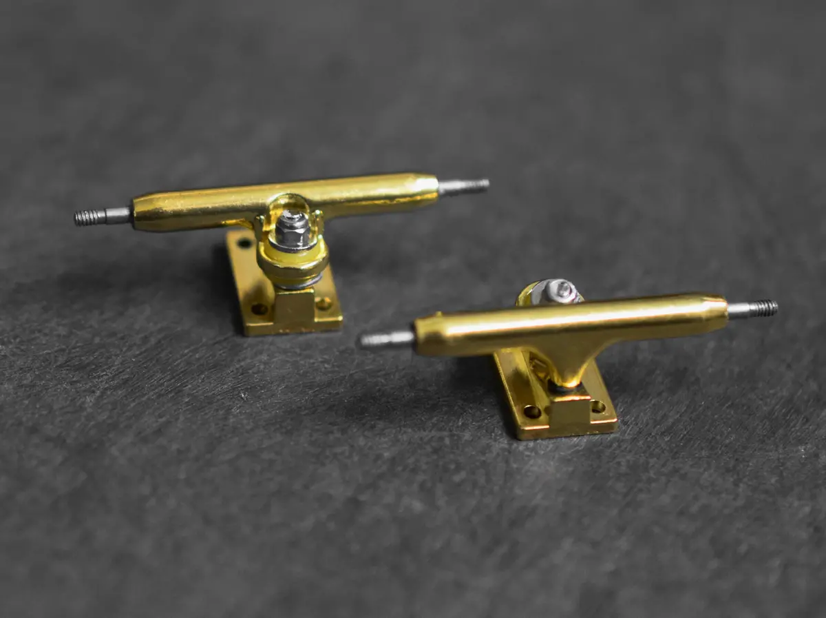 34Mm Prodigy Gen2 Pro Fingerboard Trucks - Gold Colorway - Includes Pro Duro Bubble Bushings 1