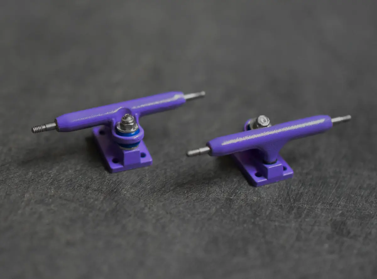 34Mm Prodigy Gen2 Pro Fingerboard Trucks - Purple Colorway - Includes Pro Duro Bubble Bushings 1