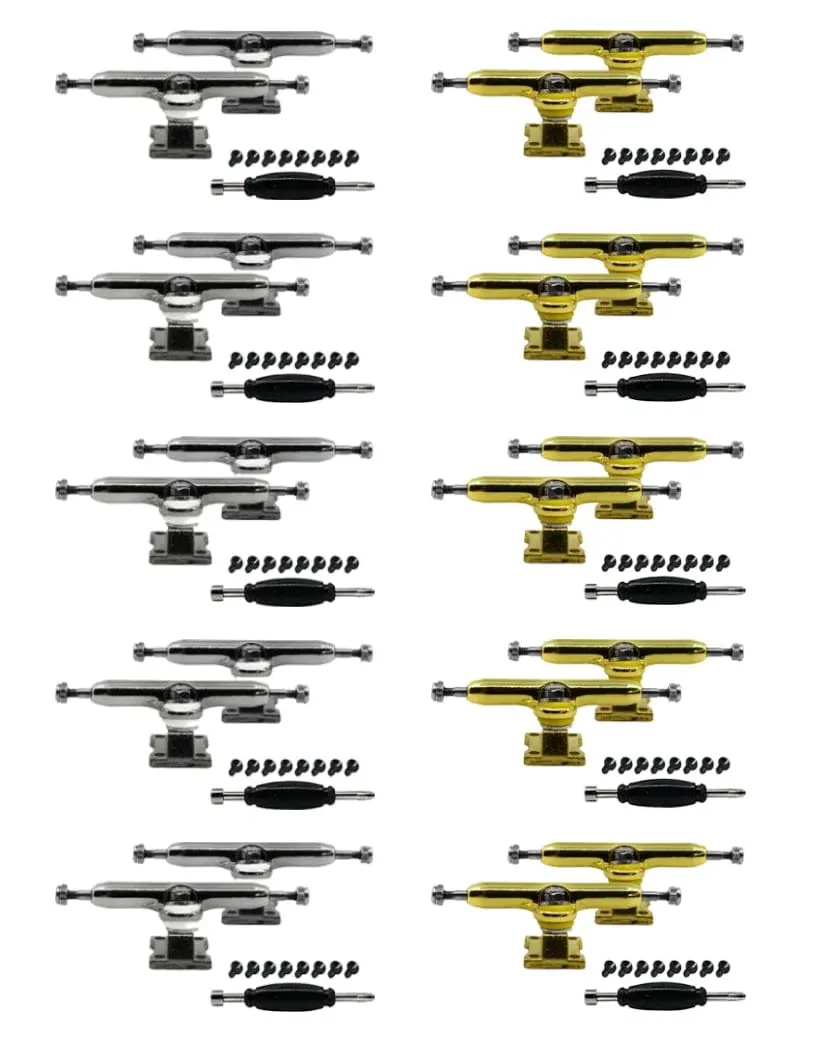 10Pk Maker Series Professional Shaped 32Mm Prodigy Trucks, Silver Chrome And Gold Colorways 1