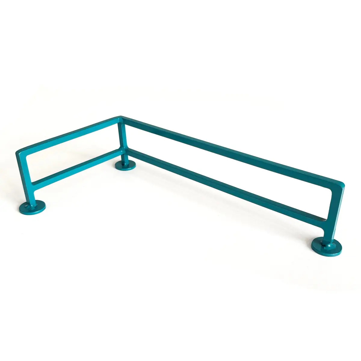 Fence Style, L-Shaped Fingerboard Rail V2, 11" Long - Steel Construction - Made In Usa - Teak Teal 1