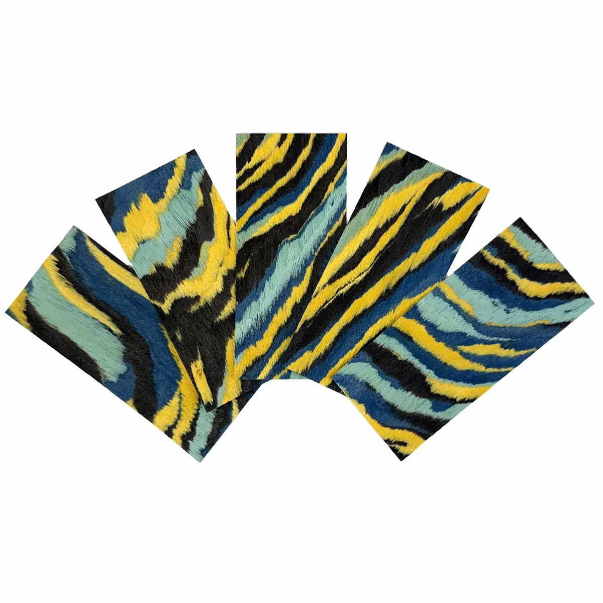Blue/Yellow Cosmic Tide Veneer - 5 Oversized Sheets Of Unique Veneer For Making Fingerboard Decks Up To 50Mm Wide 1