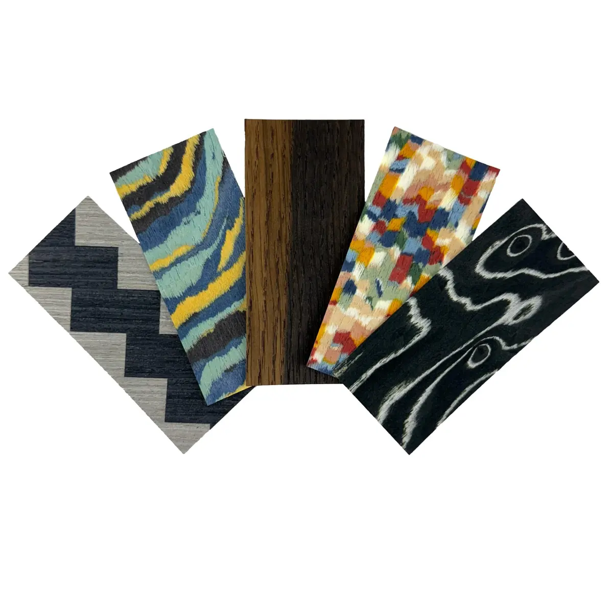 Mixed Veneer Pack - 5 Oversized Sheets Of Unique Veneer For Making Fingerboard Decks Up To 50Mm Wide 1