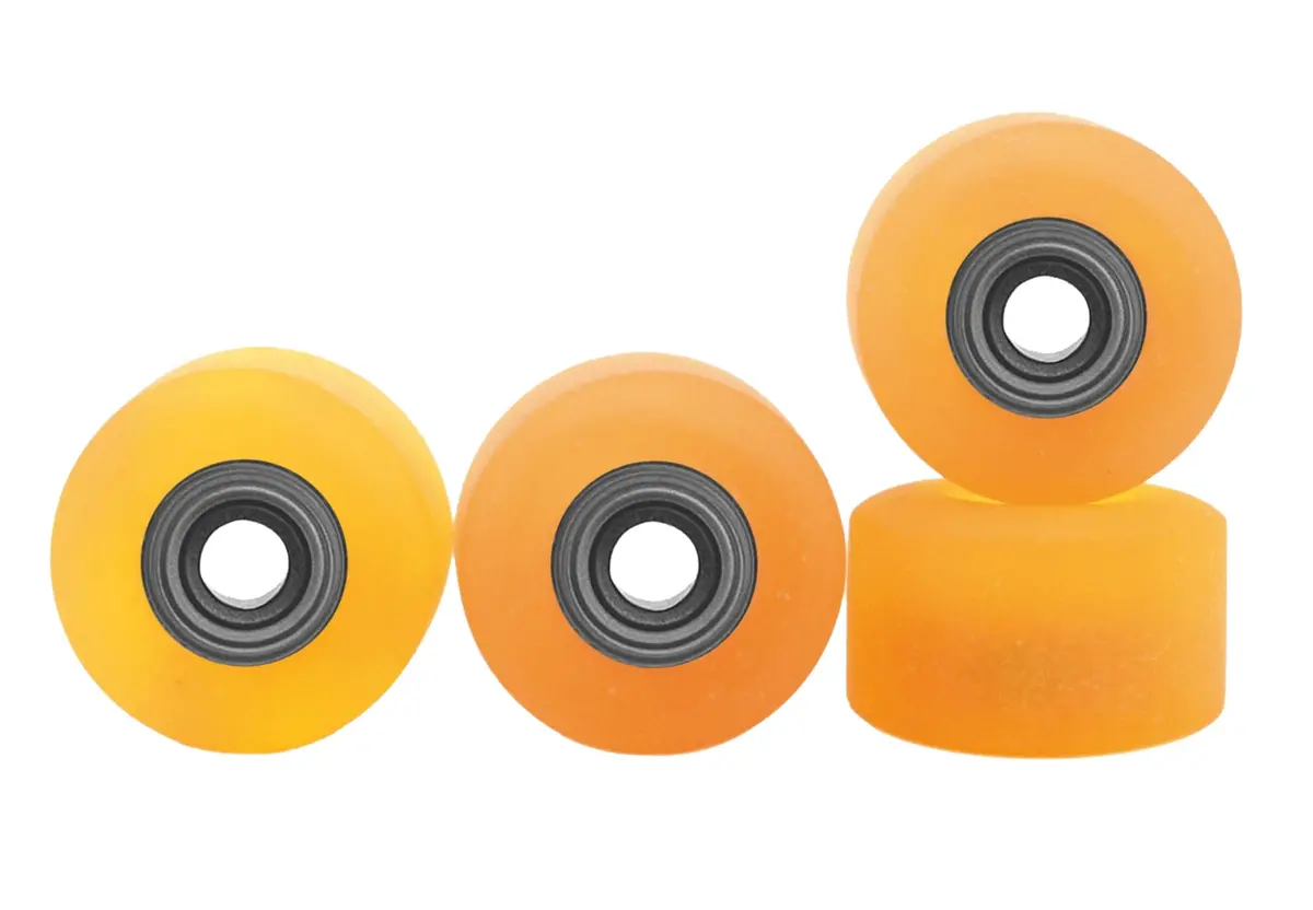 Apex 61D Urethane Fingerboard Wheels, Mini "Shorty" Shape, Premium Abec-9 Stealth Bearings - Yellow Sol Colorway - Set Of 4 1