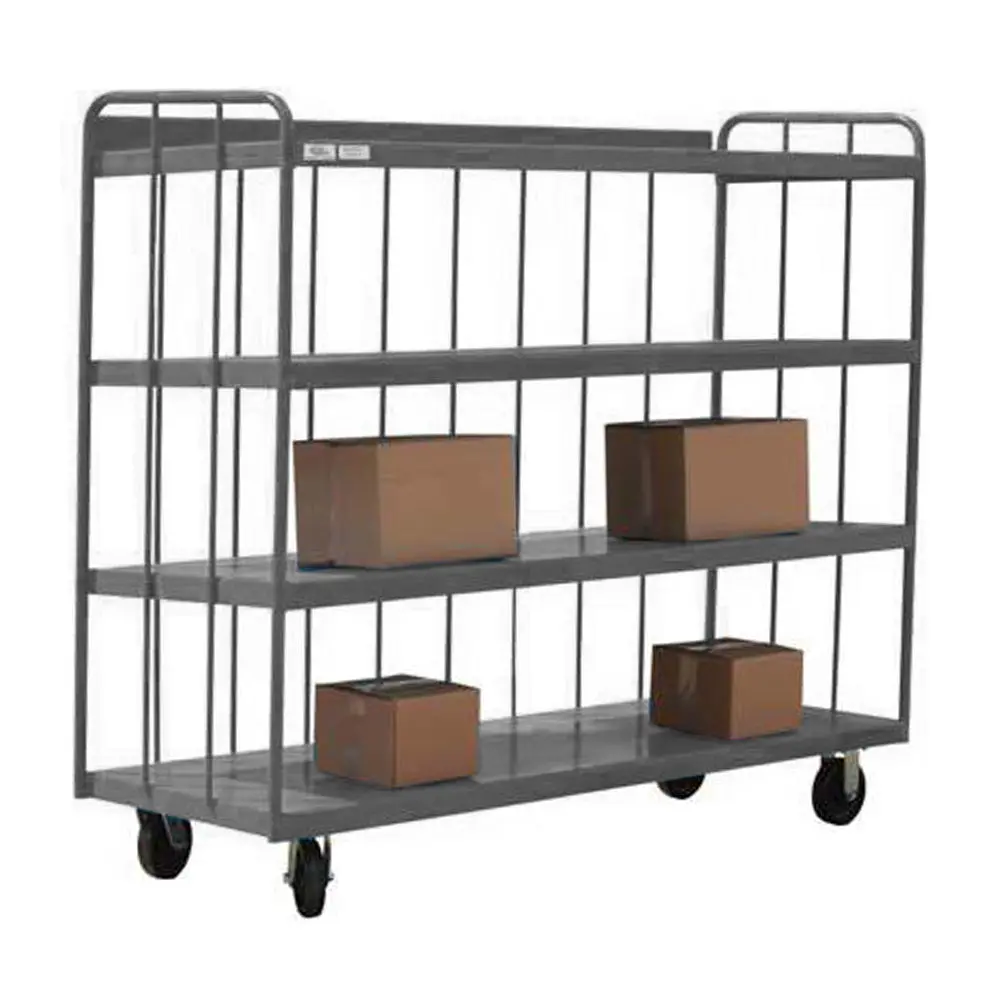 Four Shelf Stock Cart - 2000 Lbs Capacity, Sloped Shelves, Gray 1