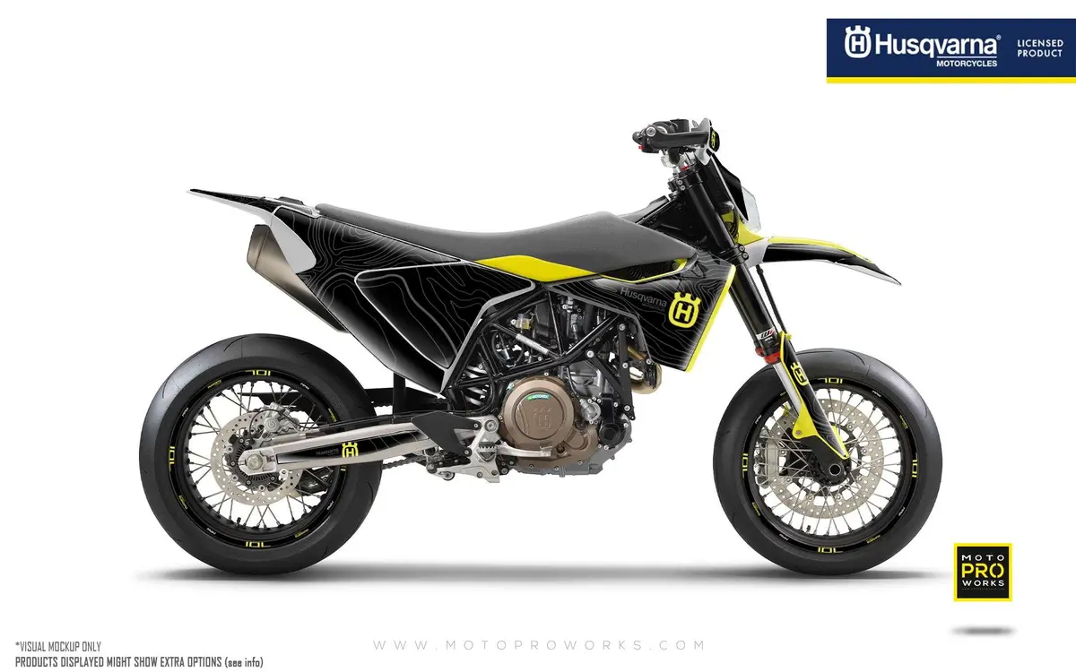 Husqvarna 701 Enduro Graphics - "Topography" (Black/Yellow) 1