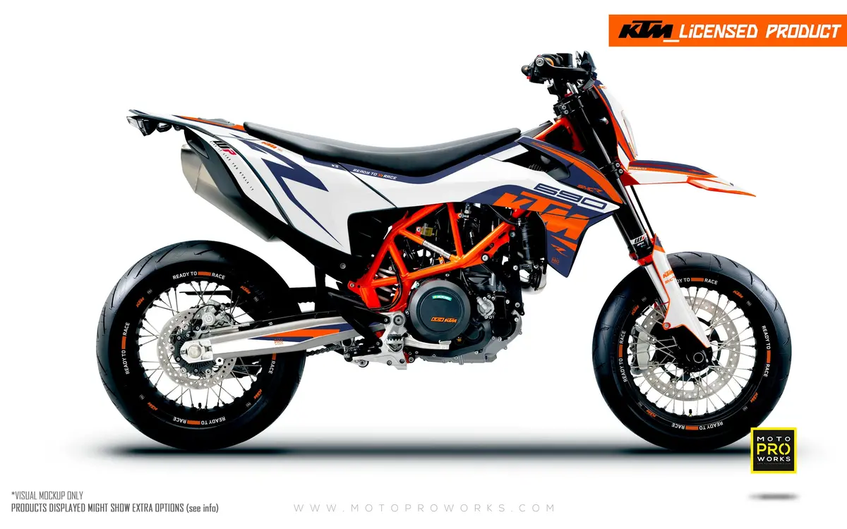 Ktm 690 Smc-R Graphics - "Torque" (White/Blue) 1