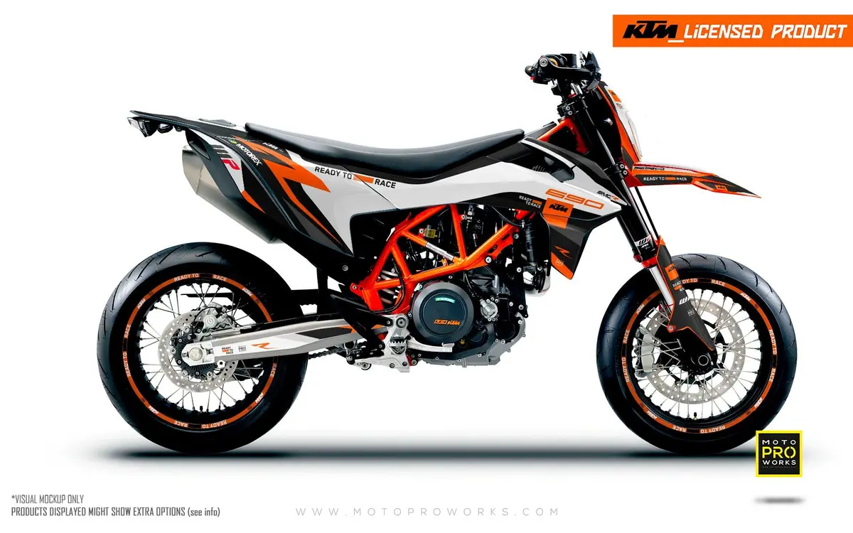 Ktm 690 Smc-R Graphics - "Torque Reloaded" (White/Black/Orange) 1