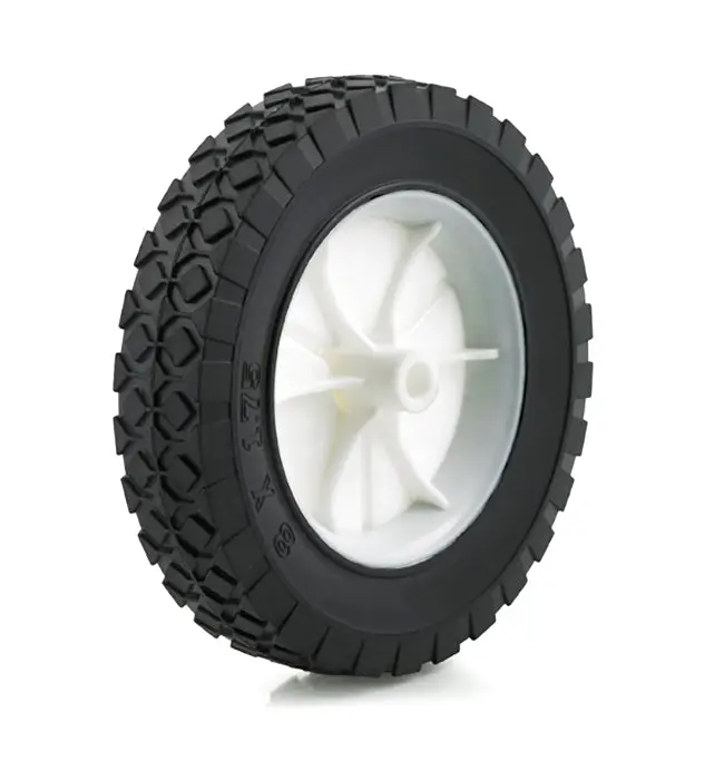 8" X 1-3/4" Black Rubber Tread With White Plastic Hub Wheel, 60 Lbs. Load Capacity 1
