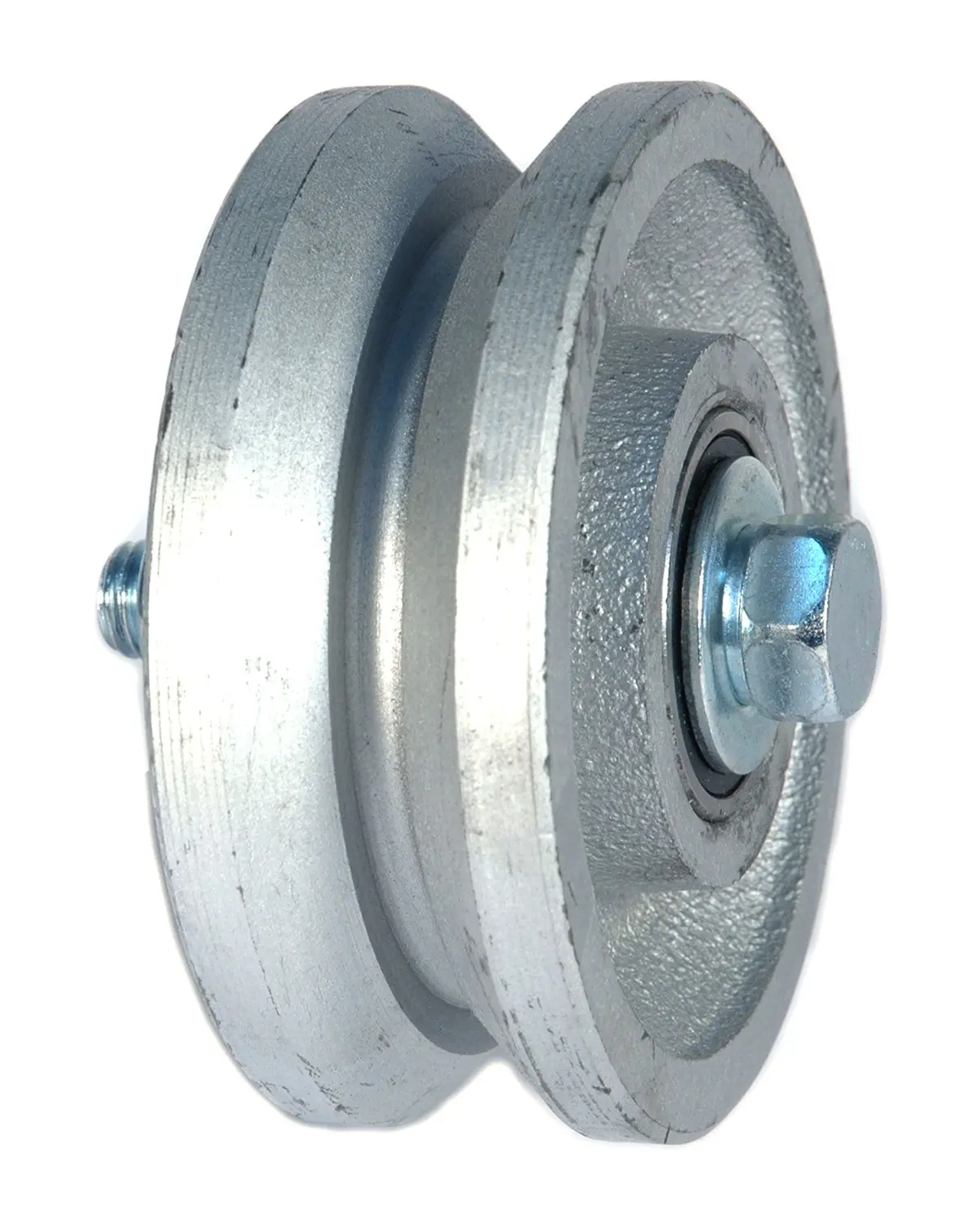 4" X 1-1/2" Silver V-Groove Wheel, 1/2" Precision Bearing 1