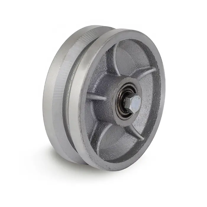 6" X 2" Silver V-Groove Wheel, 1/2" Precision Bearing, 1200 Lbs. Capacity 1