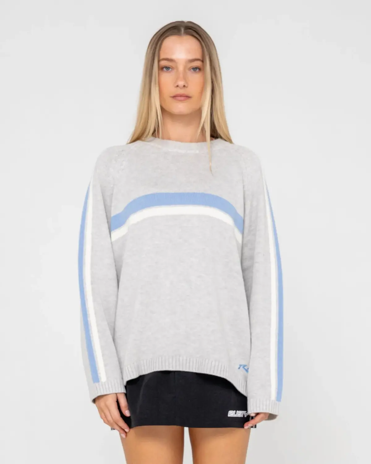 Rusty White Lines Crew Neck Knit 1