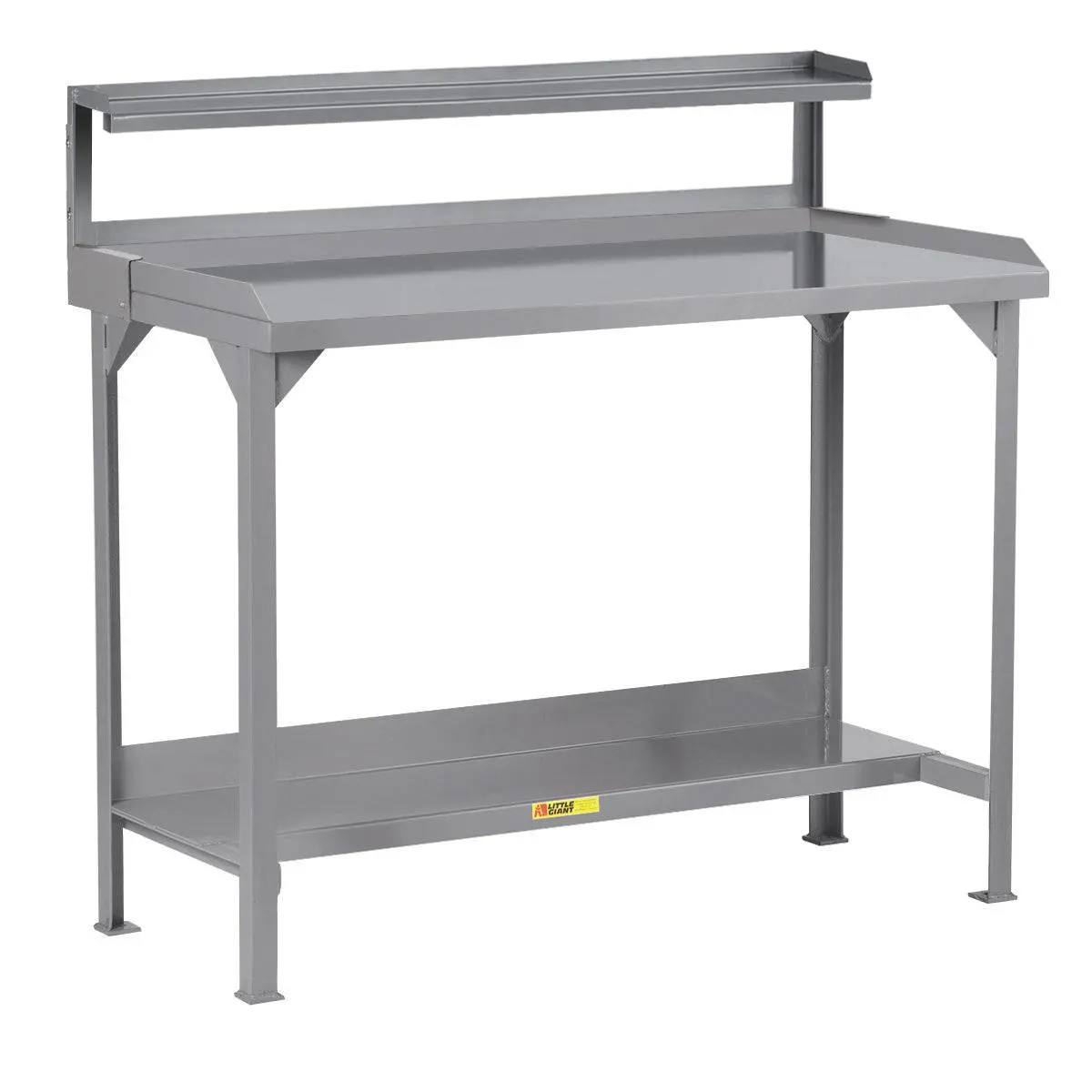 Welded Steel Workbench With Back And End Stops And Riser Shelf 1