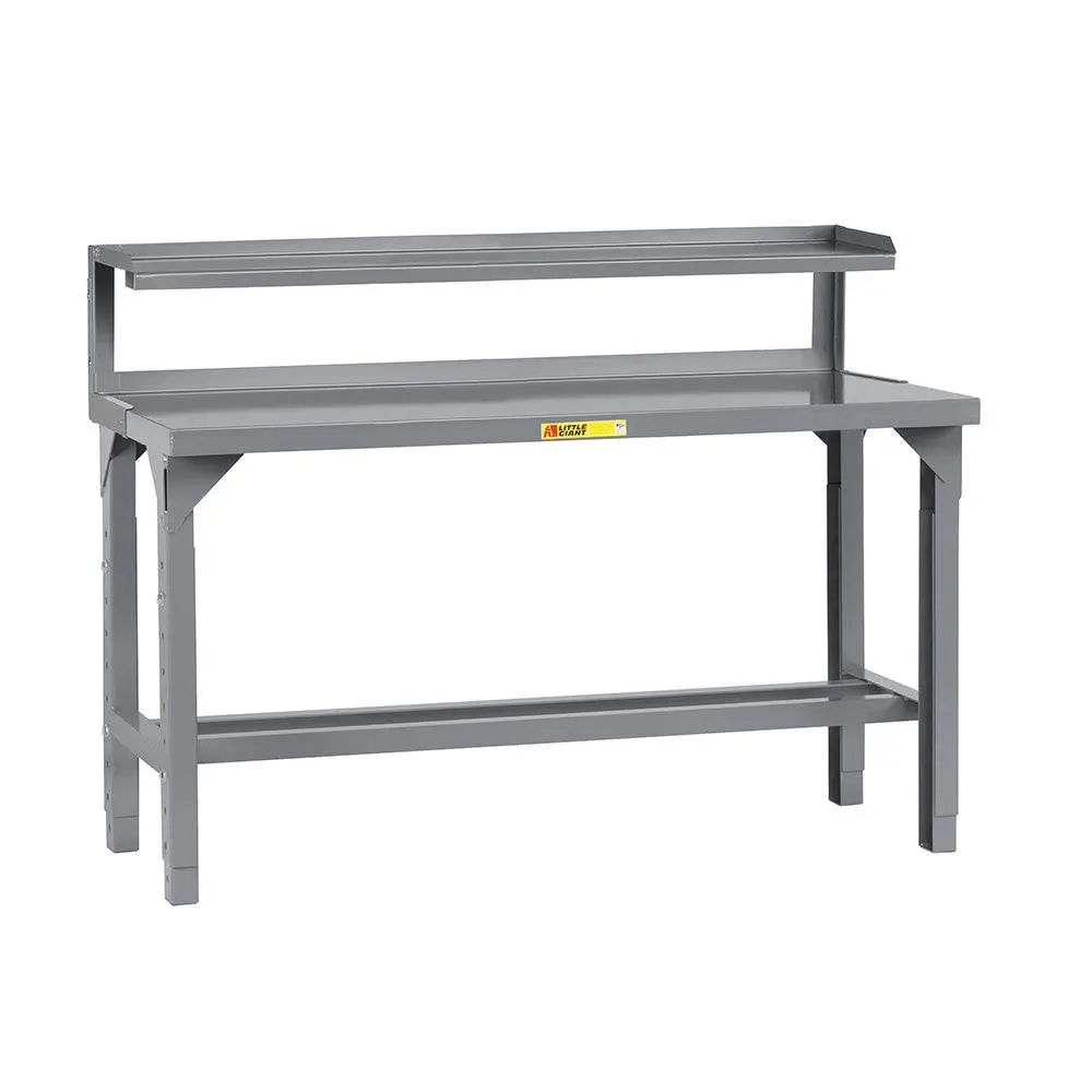 Adjustable Height Welded Steel Workbench With Riser Shelf 1