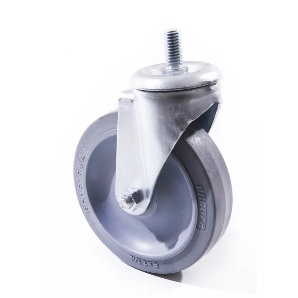 5" Swivel Pin Caster - Gray Non-Marking Rubber Wheel 1