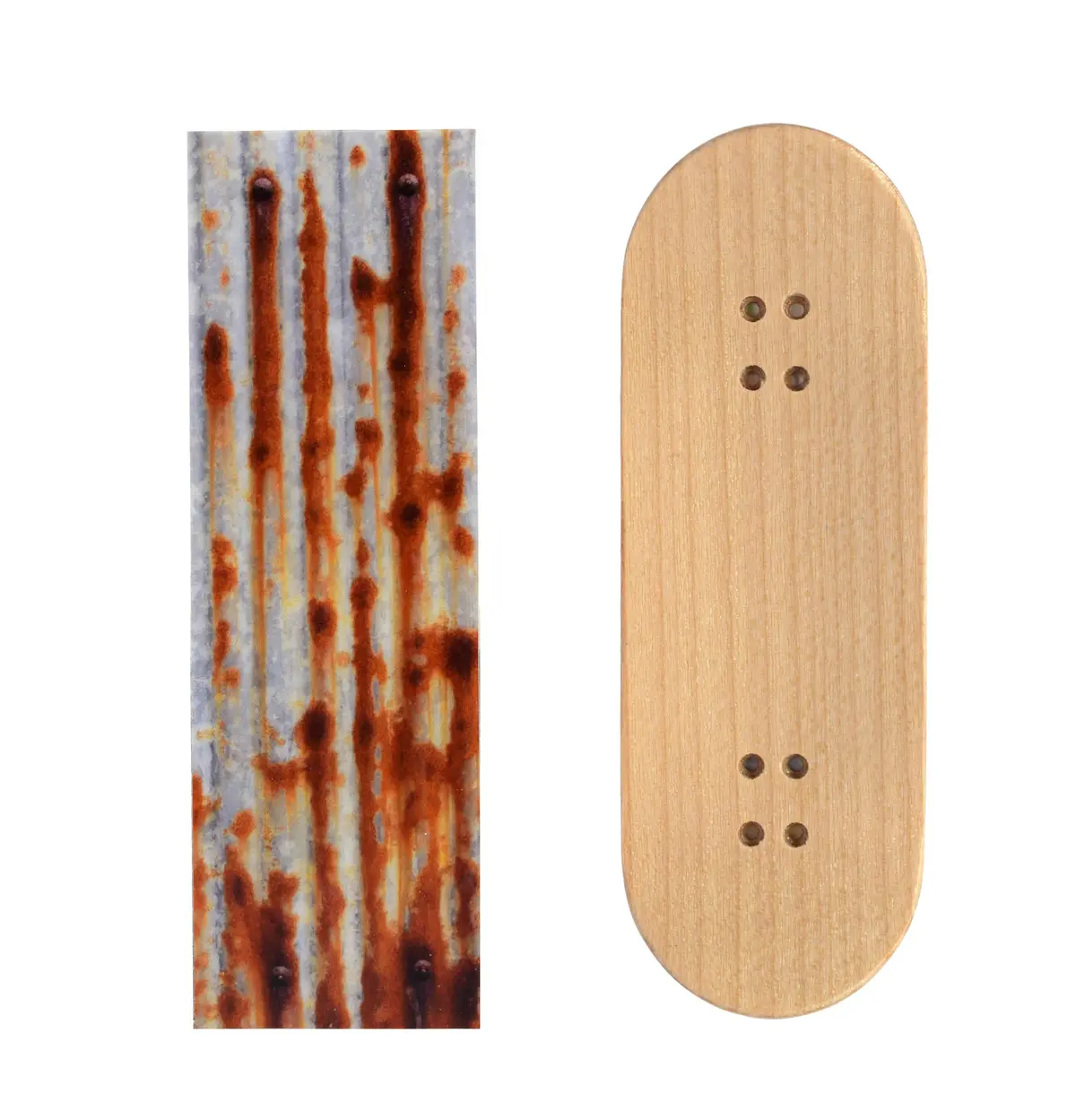Teak Swap Fingerboard Deck & Graphic Wrap - "Rusty Metal" - 32Mm X 97Mm 1