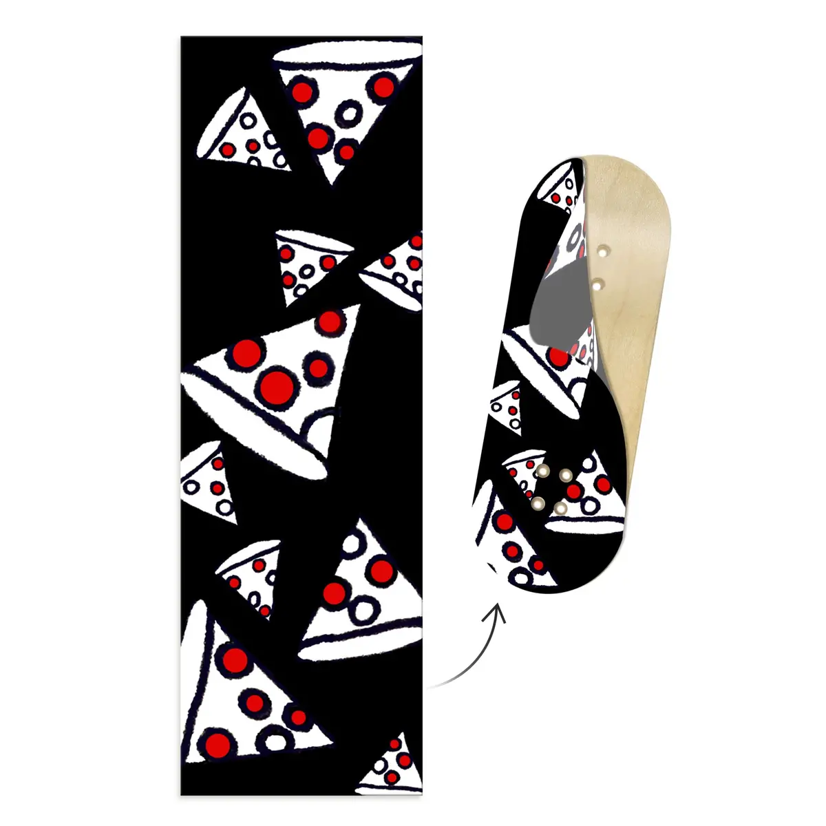 "Pizza Frenzy" Wellventions Collaboration Deck Graphic Wrap - Designed By Isabela (Age 14) - 35Mm X 110Mm 1