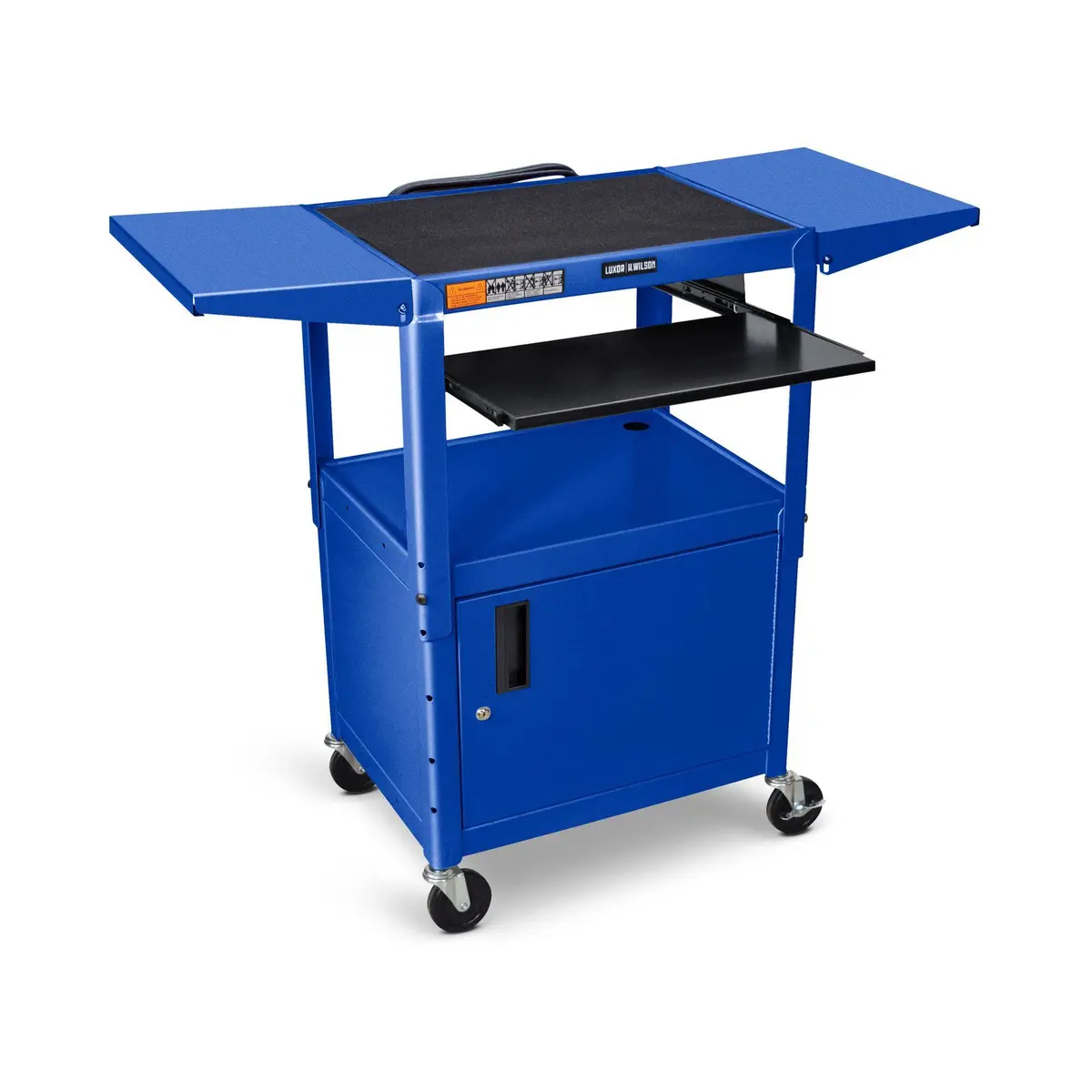 Adjustable Height Steel Av Cart W/ Drop Leaf Shelves (Cabinet) 1
